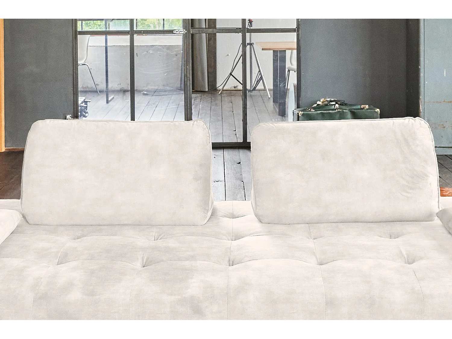 Sofá cama - blanco crema terciopelo - WIOLO