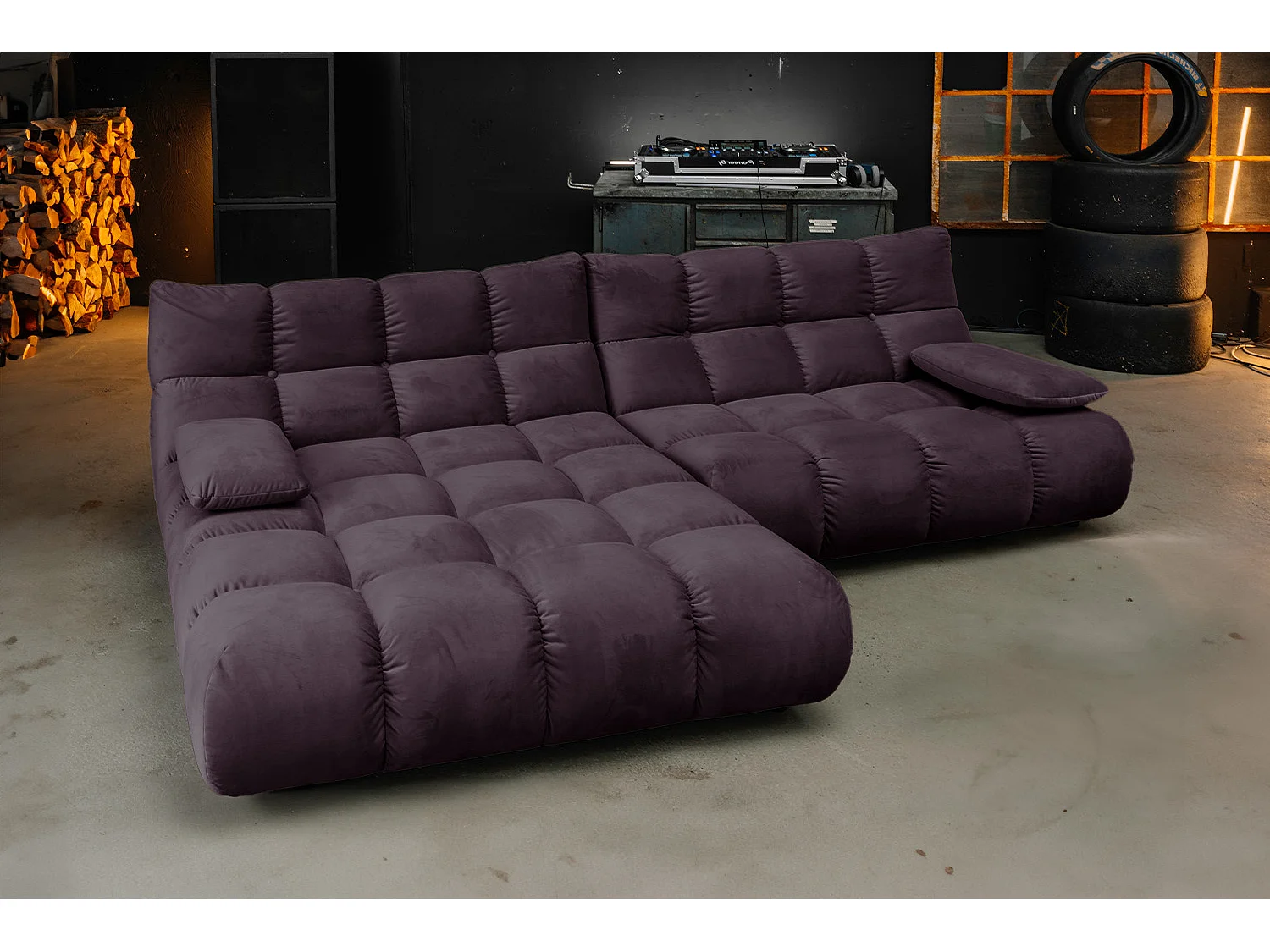 Canapé d'angle - Violette Velours - VIVIEN