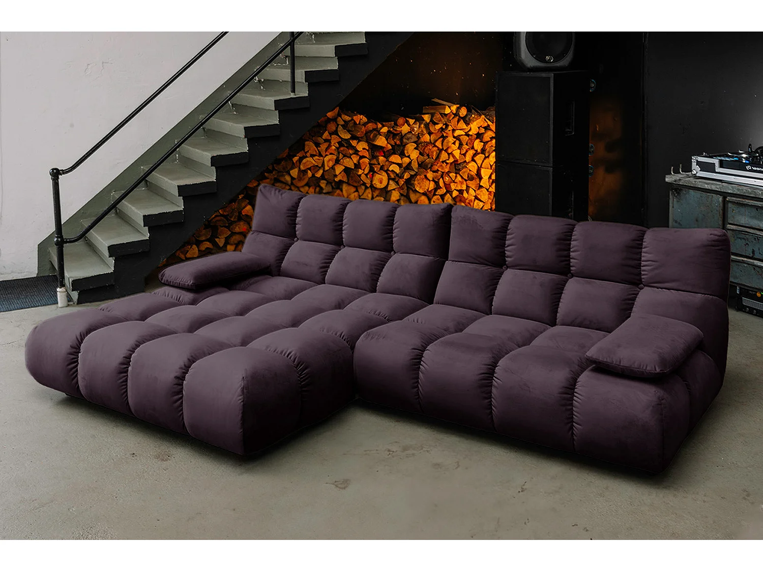 Canapé d'angle - Violette Velours - VIVIEN