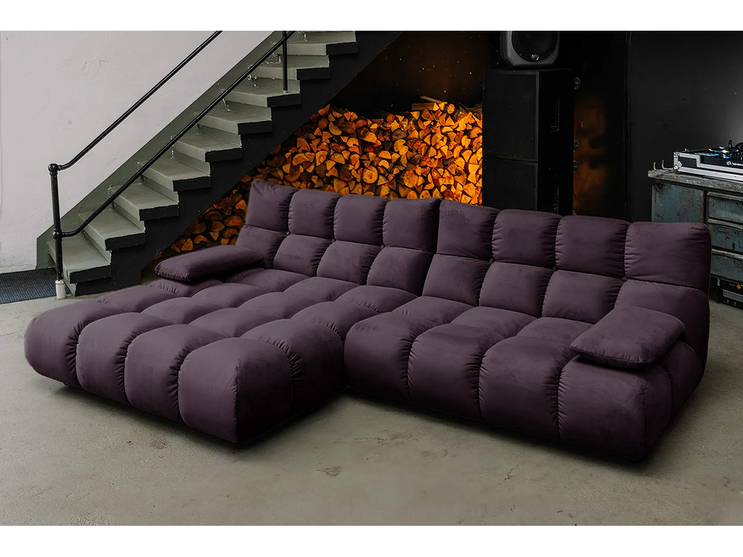 Canapé d'angle - Violette Velours - VIVIEN