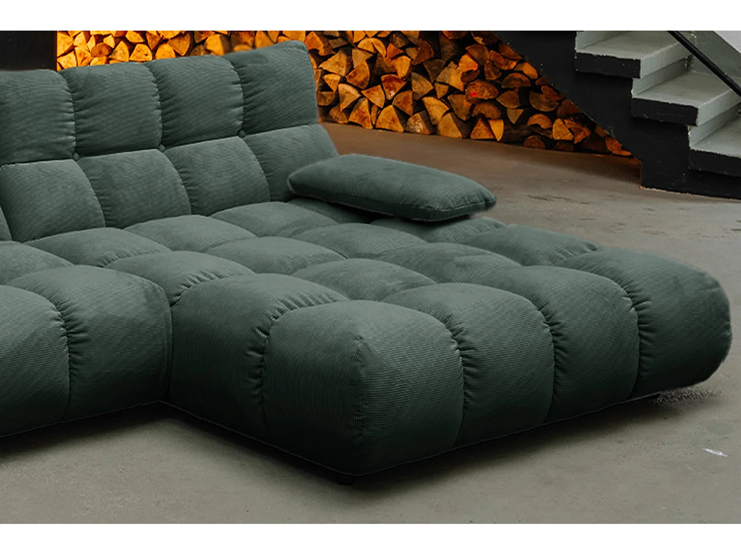 Sofá esquinero - verde esmeralda Pana - VIVIEN