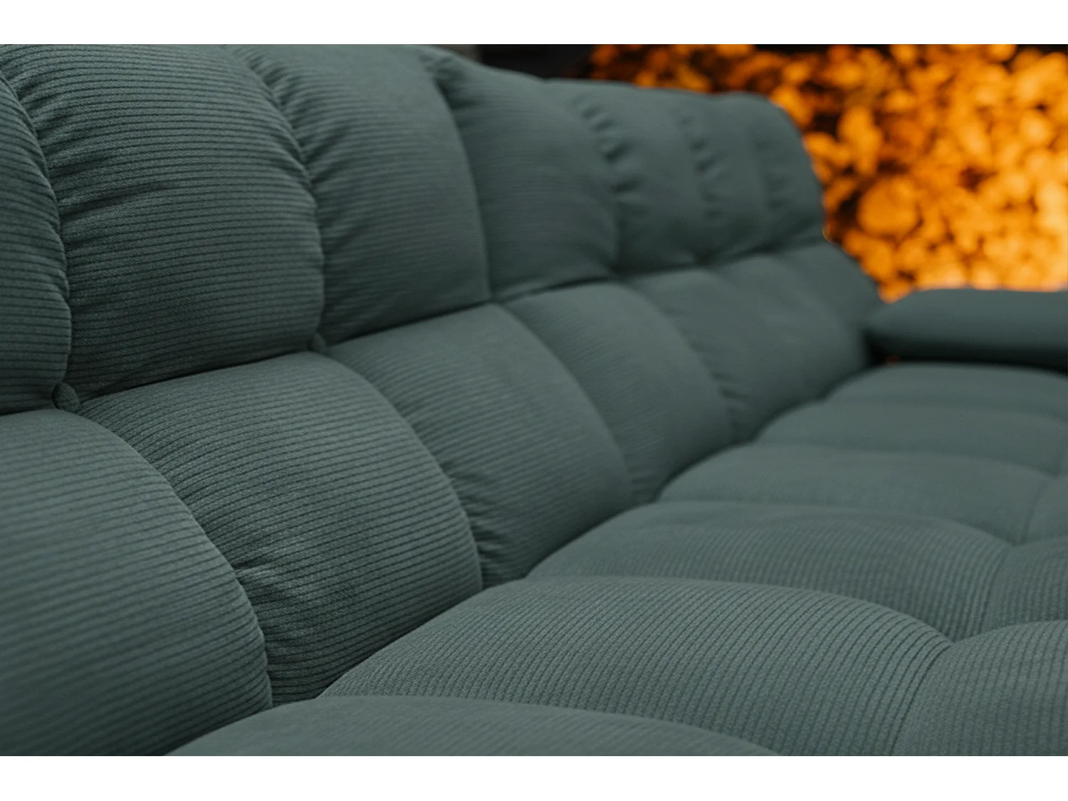 Sofá esquinero - verde esmeralda Pana - VIVIEN