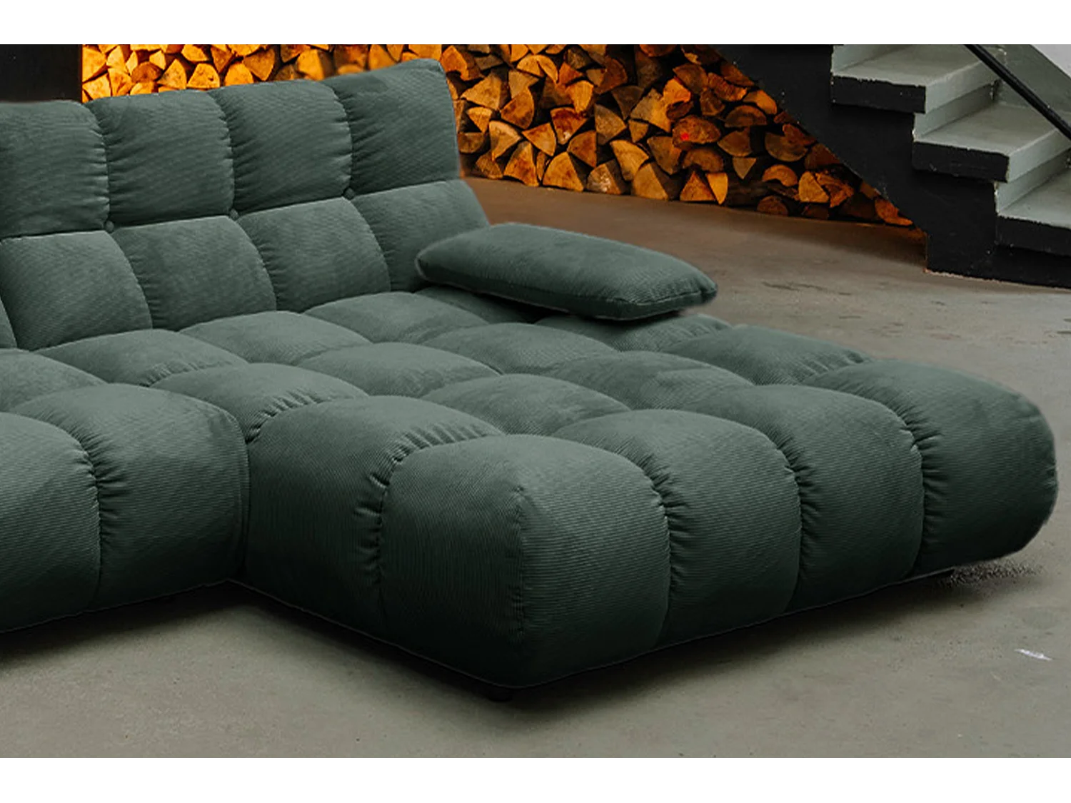 Canapé d'angle - vert émeraude Velours côtelé - VIVIEN