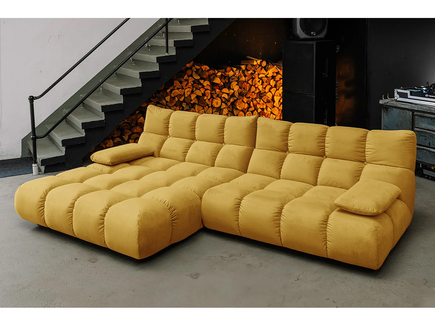 Ecksofa - Gelb Velvet - VIVIEN