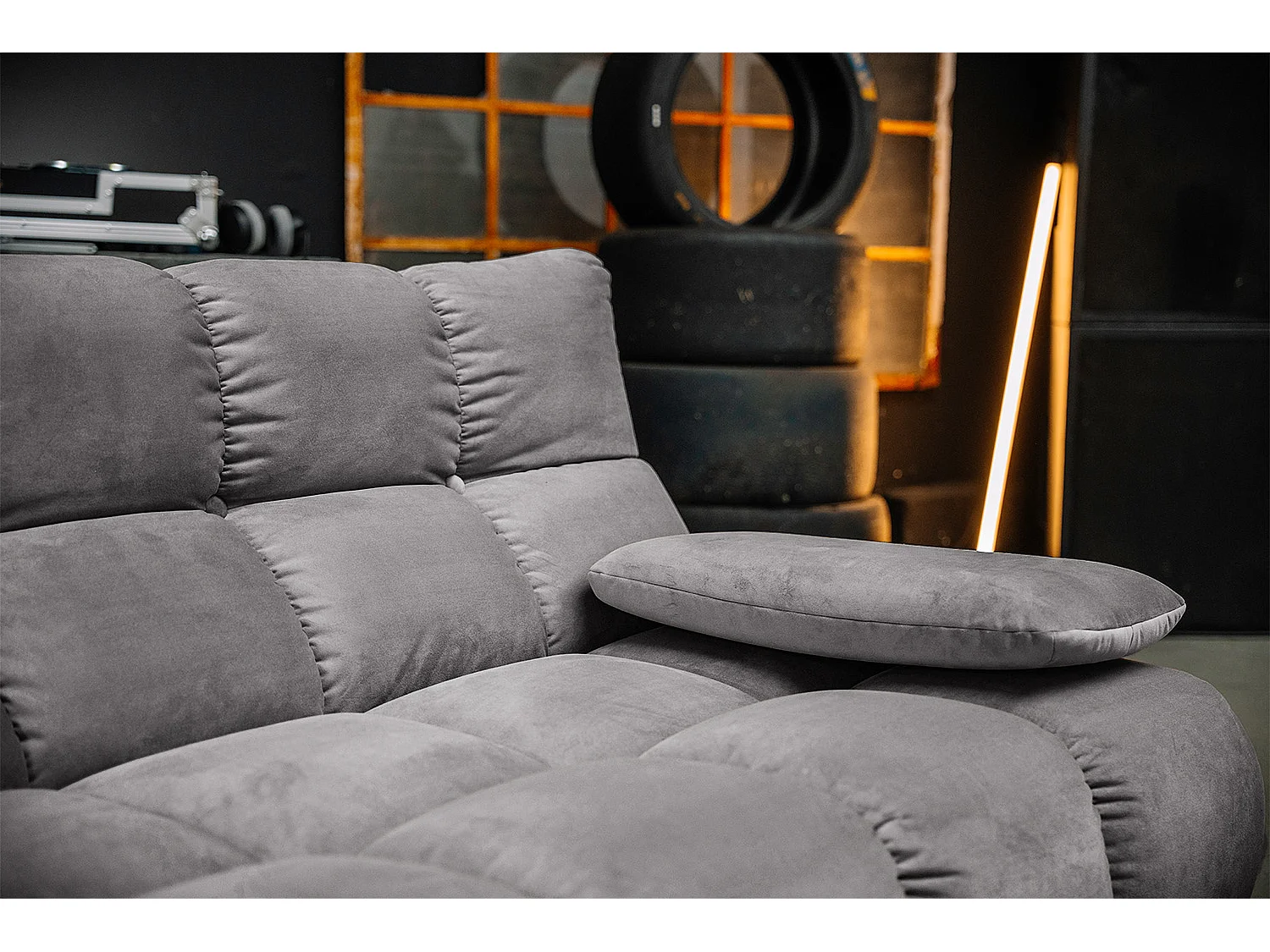 Ecksofa - Steingrau Velvet - VIVIEN