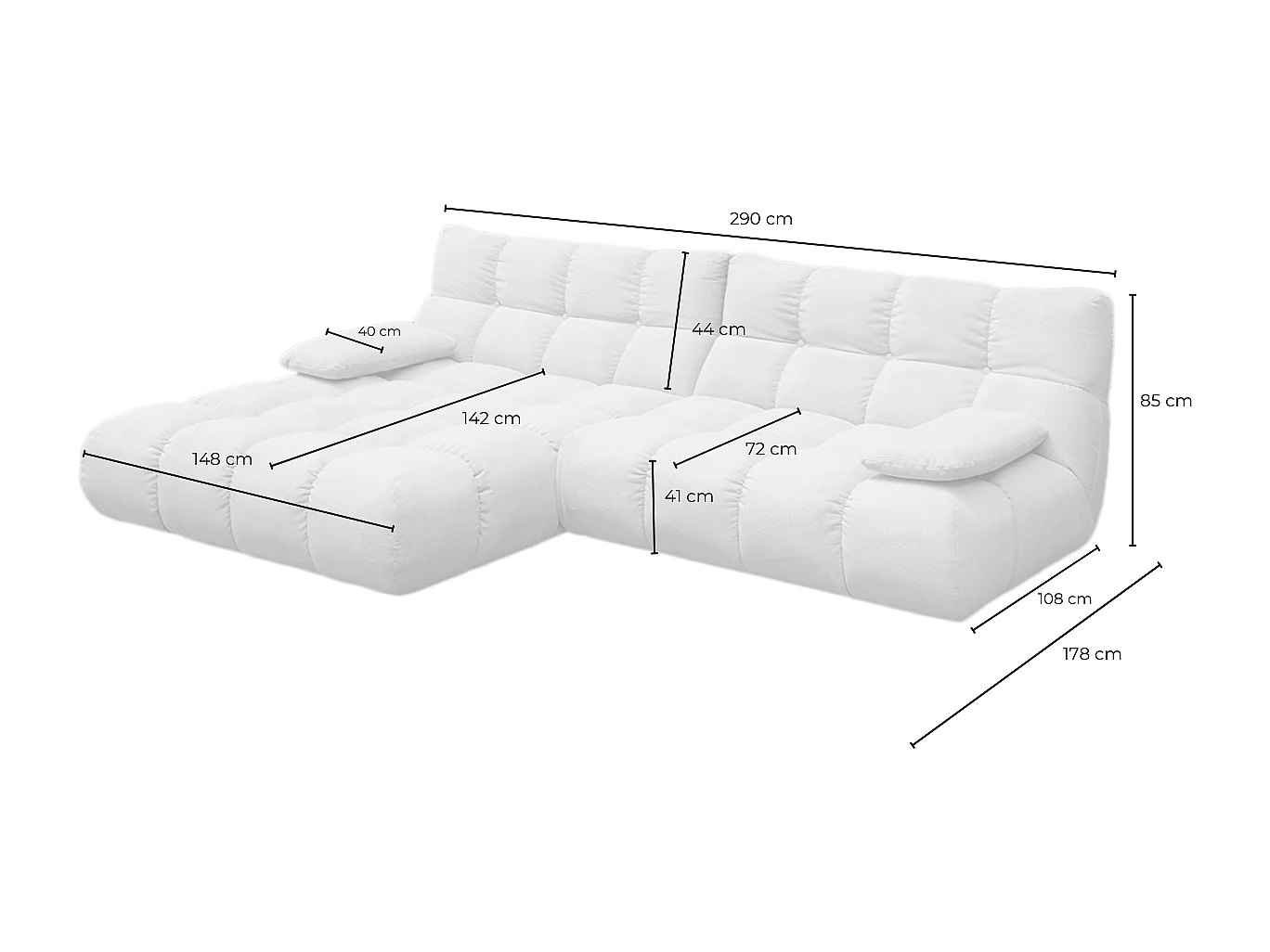 Ecksofa - Grau Velvet - VIVIEN