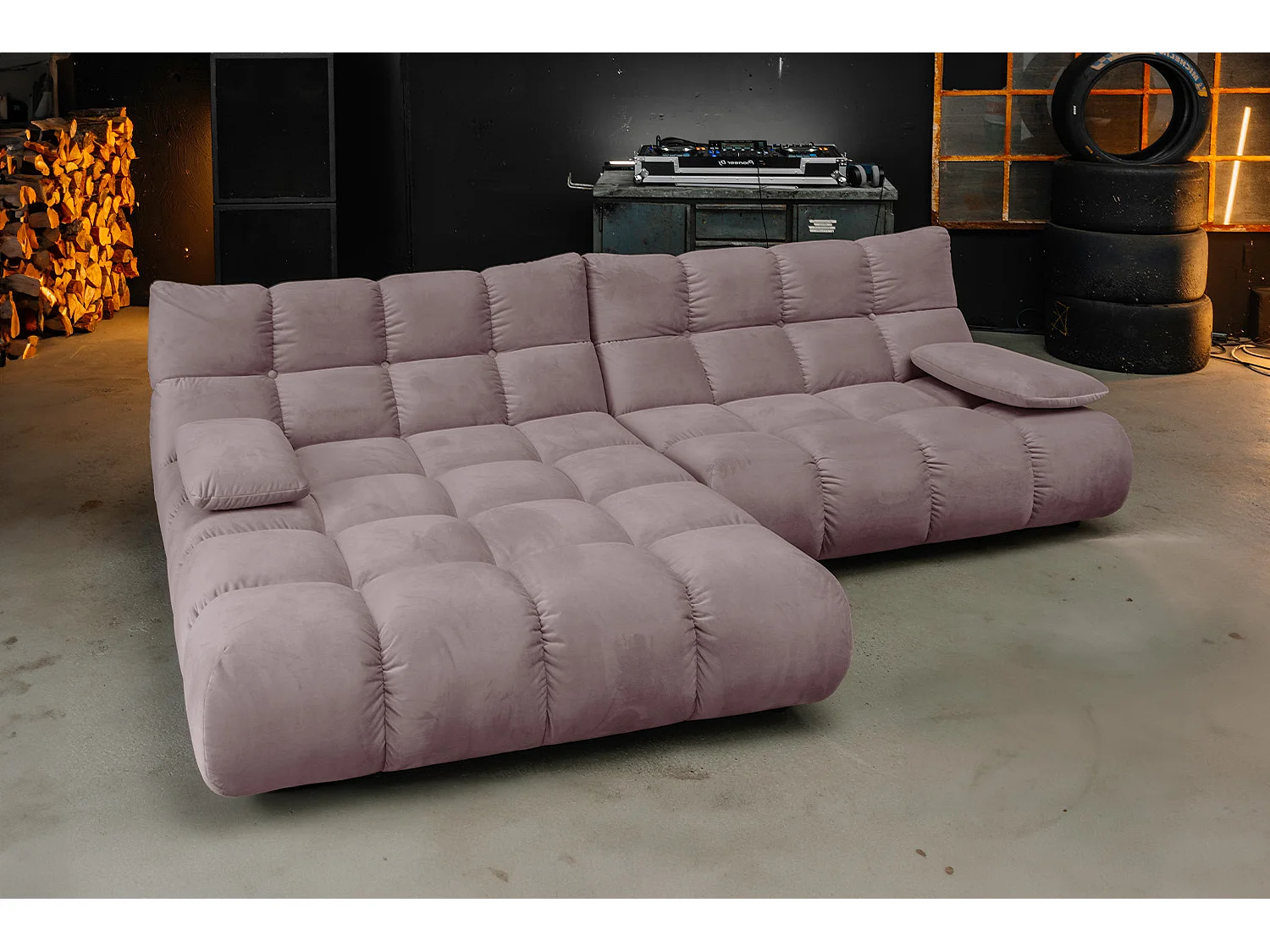 Ecksofa - Grau Velvet - VIVIEN