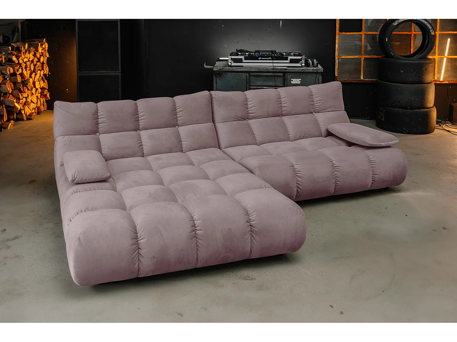 Canapé d'angle - Gris Velours - VIVIEN