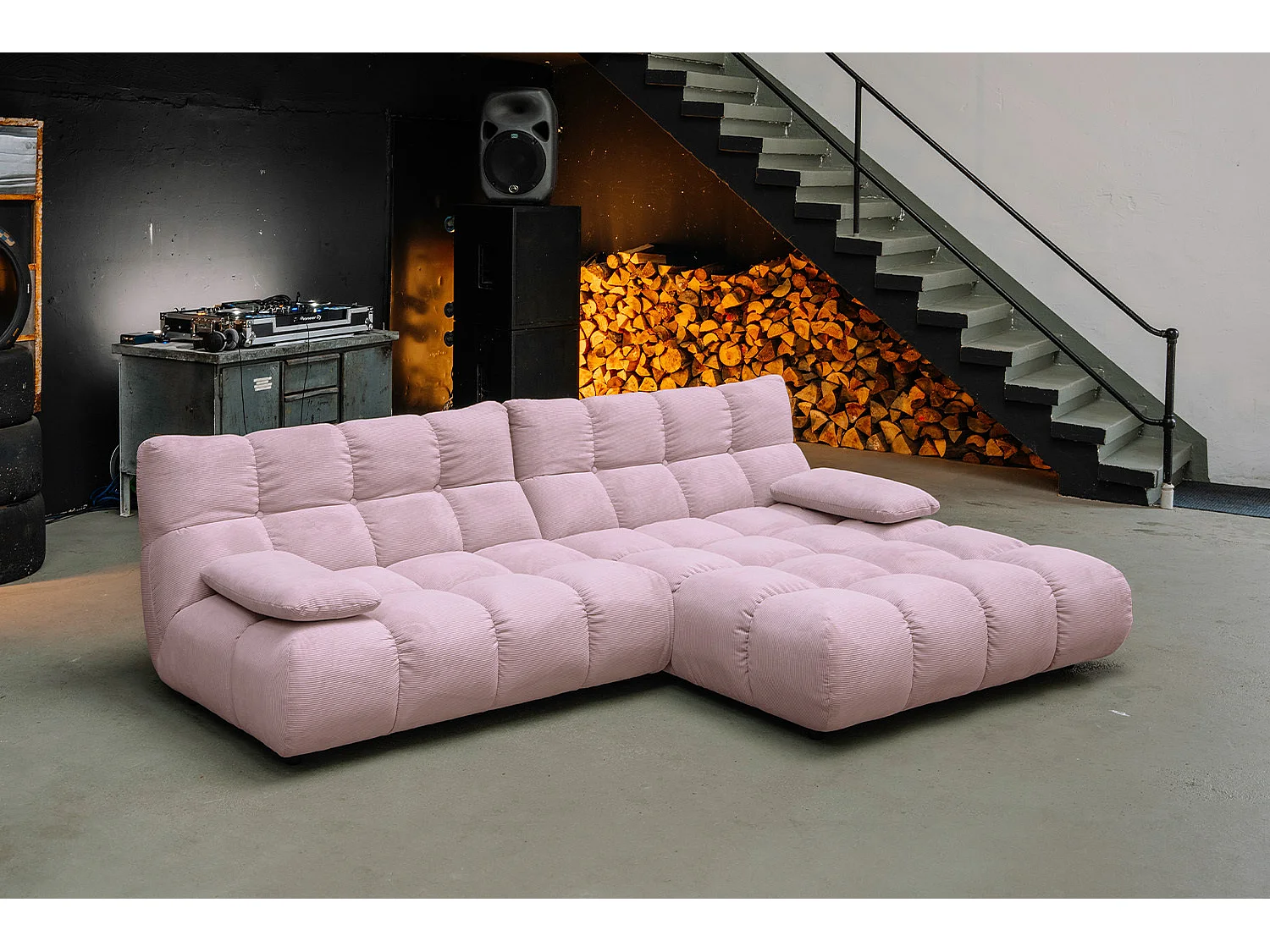 Ecksofa - Pink Cord - VIVIEN