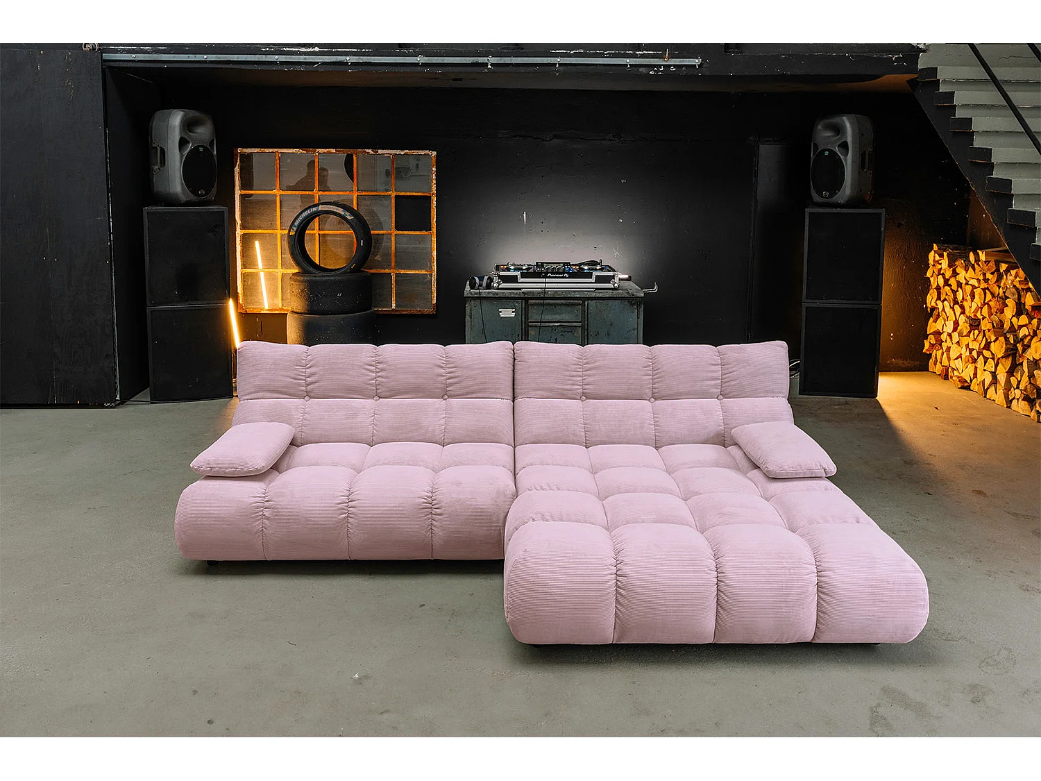 Ecksofa - Pink Cord - VIVIEN