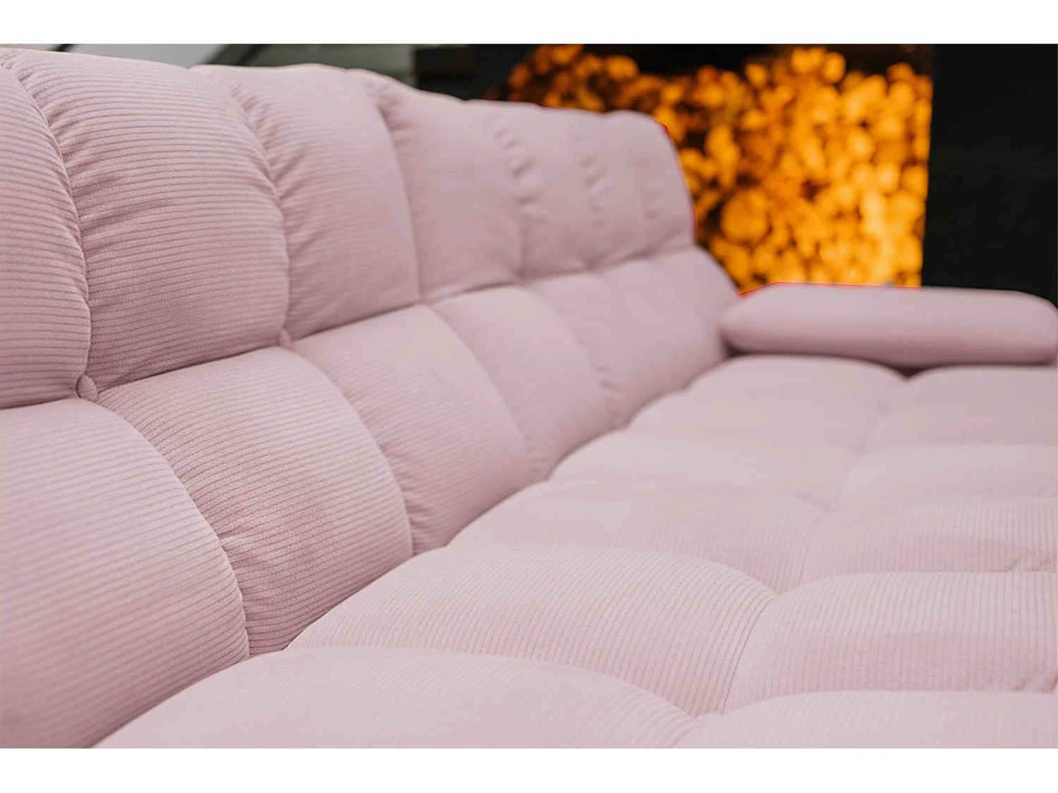 Ecksofa - Pink Cord - VIVIEN