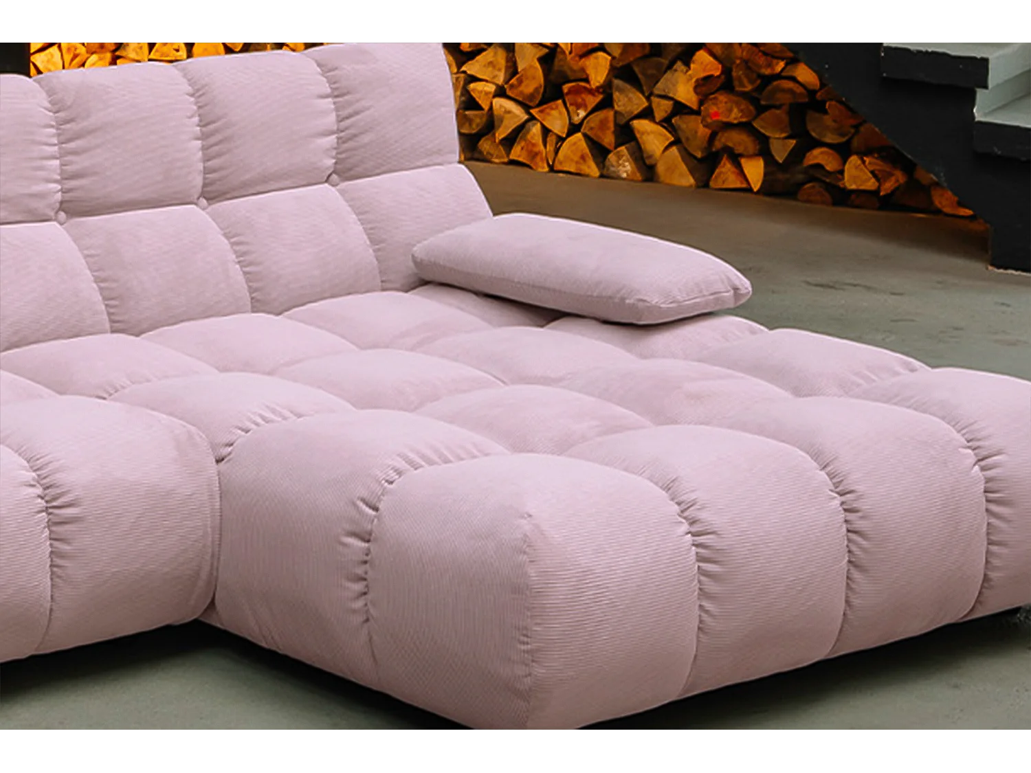 Canapé d'angle - Rose Velours côtelé - VIVIEN