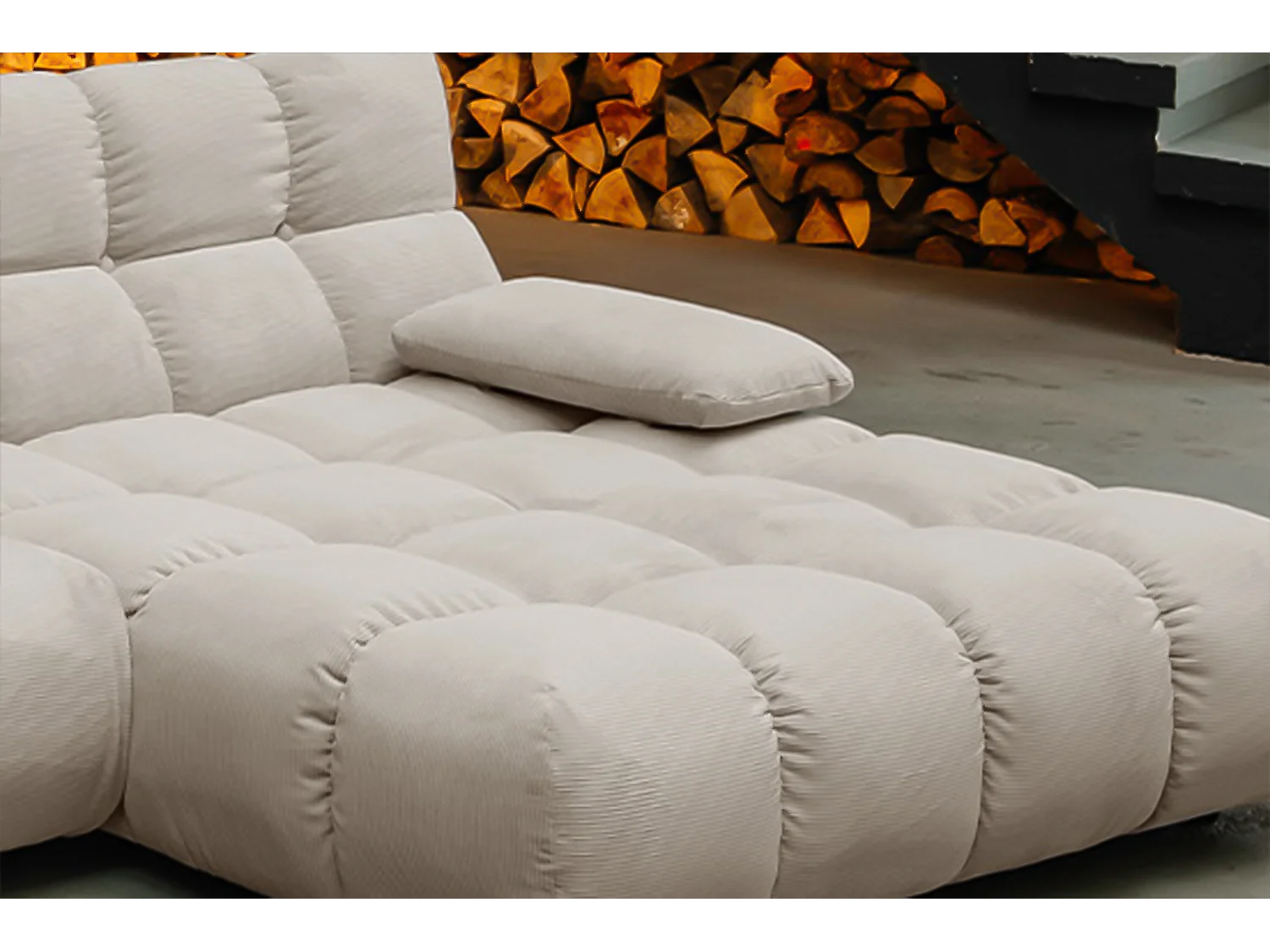 Canapé d'angle - beige Velours côtelé - VIVIEN