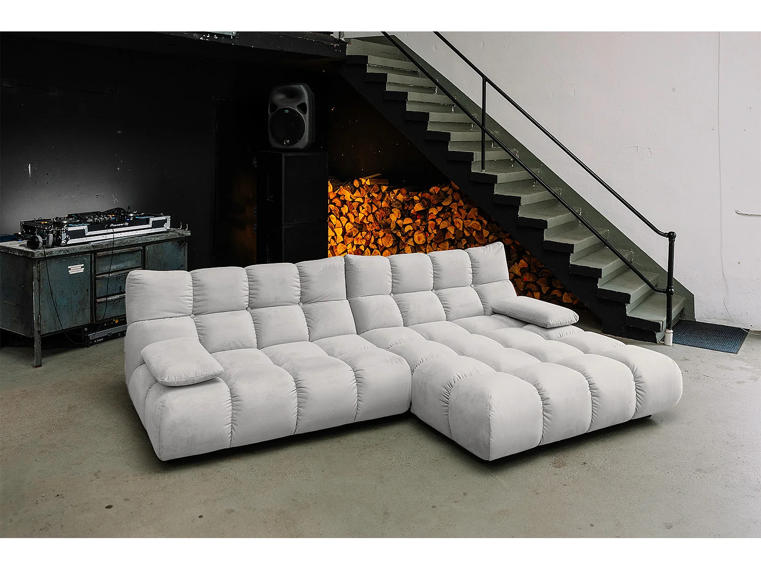 Ecksofa - Silber Velvet - VIVIEN