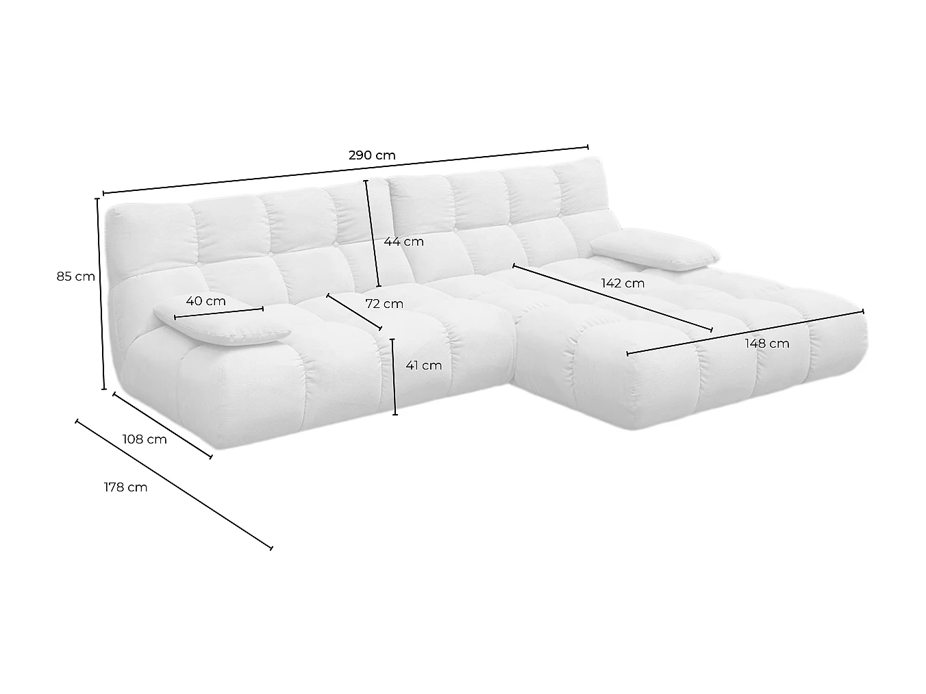 Ecksofa - Silber Velvet - VIVIEN