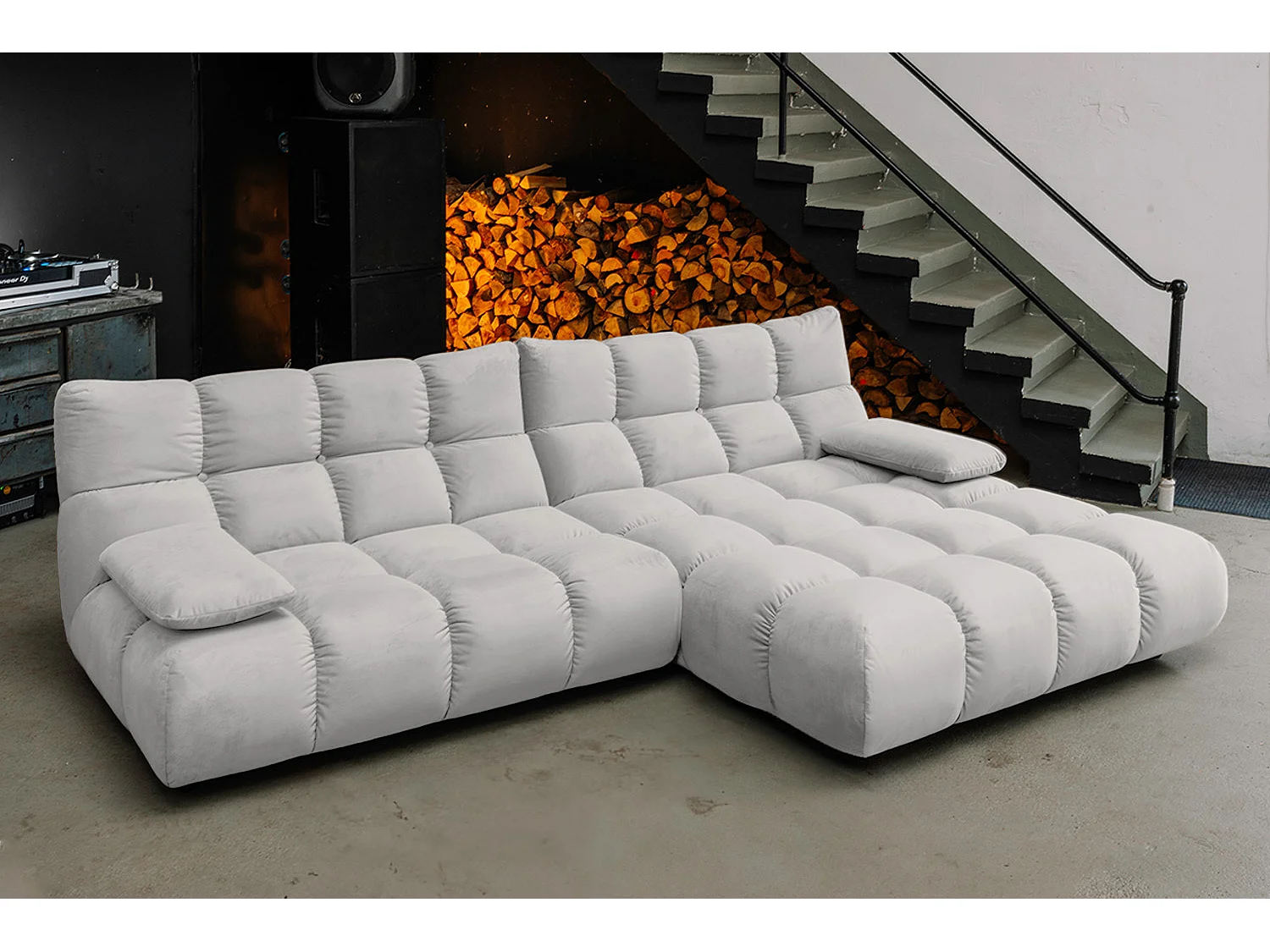 Ecksofa - Silber Velvet - VIVIEN
