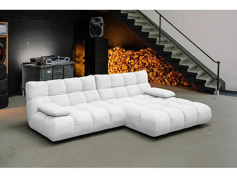 Ecksofa - Weiß Cord - VIVIEN