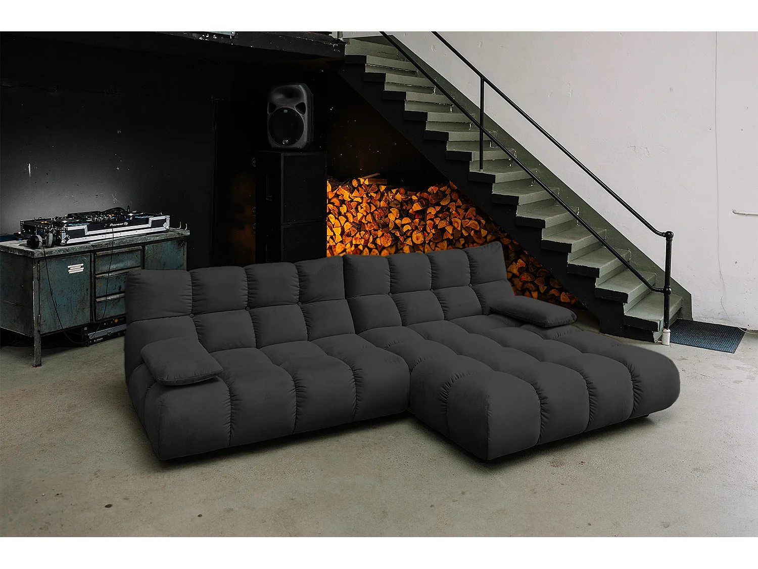 Ecksofa - Schwarz Velvet - VIVIEN