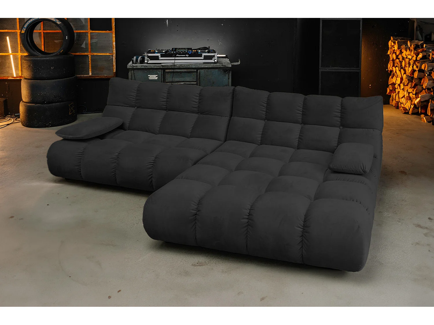 Ecksofa - Schwarz Velvet - VIVIEN