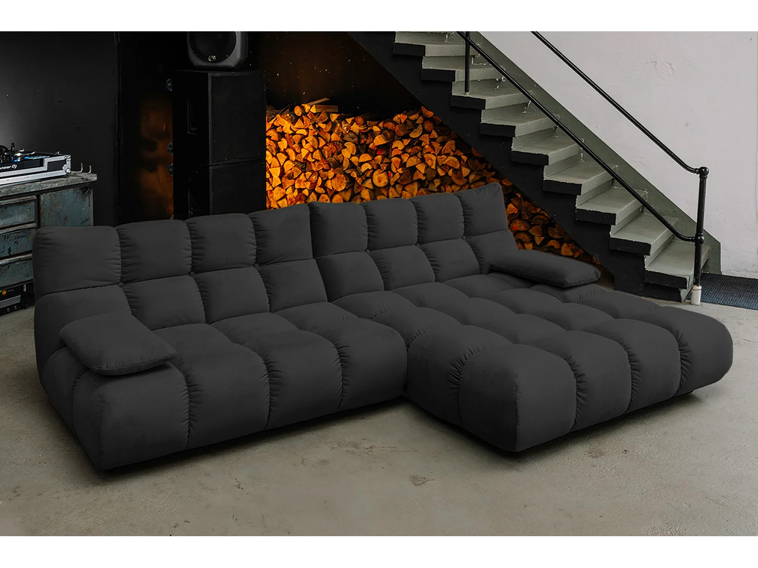 Ecksofa - Schwarz Velvet - VIVIEN