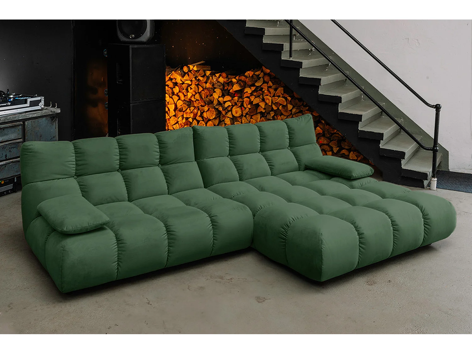 Ecksofa - Smaragdgrün Velvet - VIVIEN