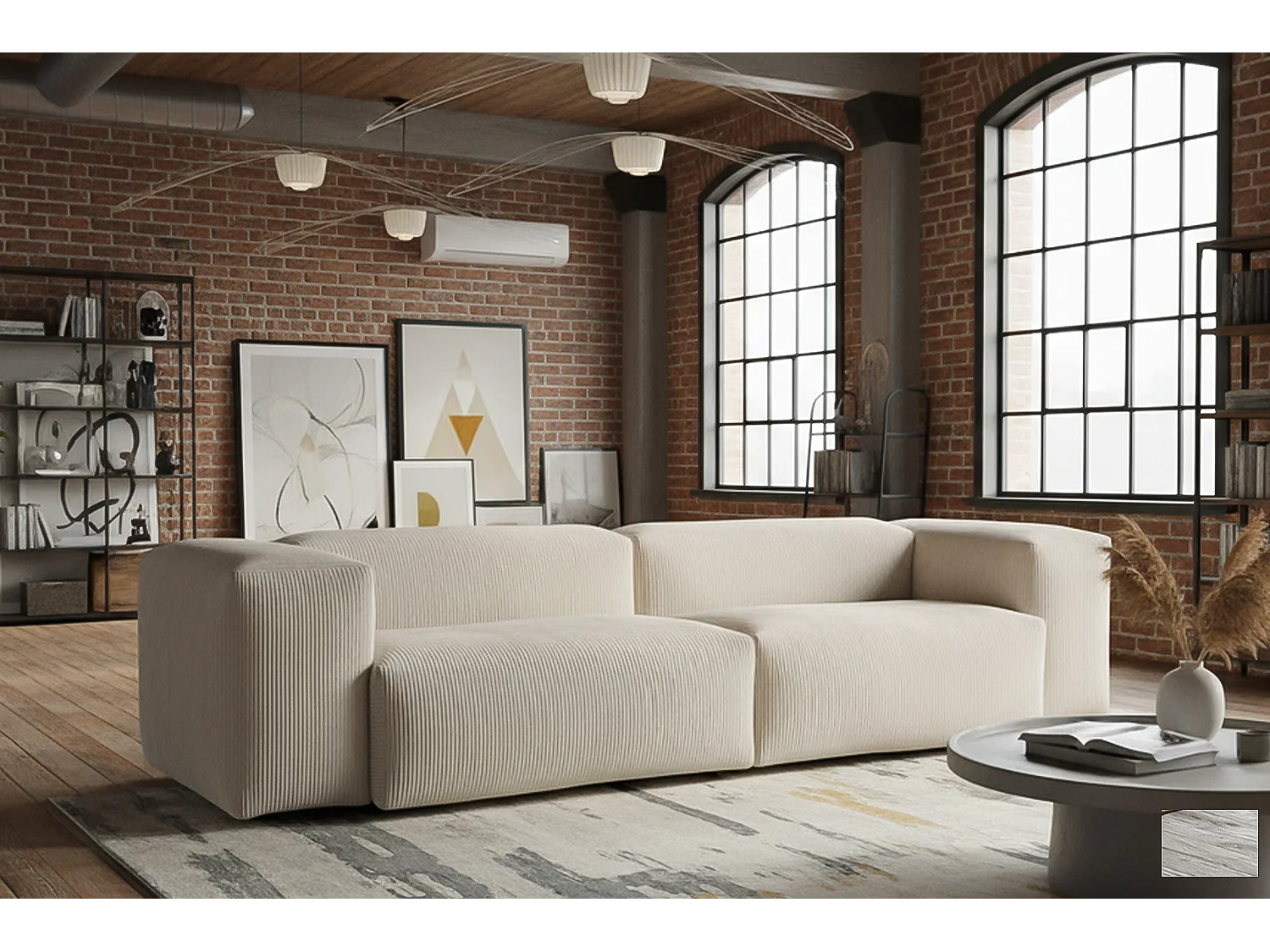 Sofa - Cremeweiß Cord - CELESTE