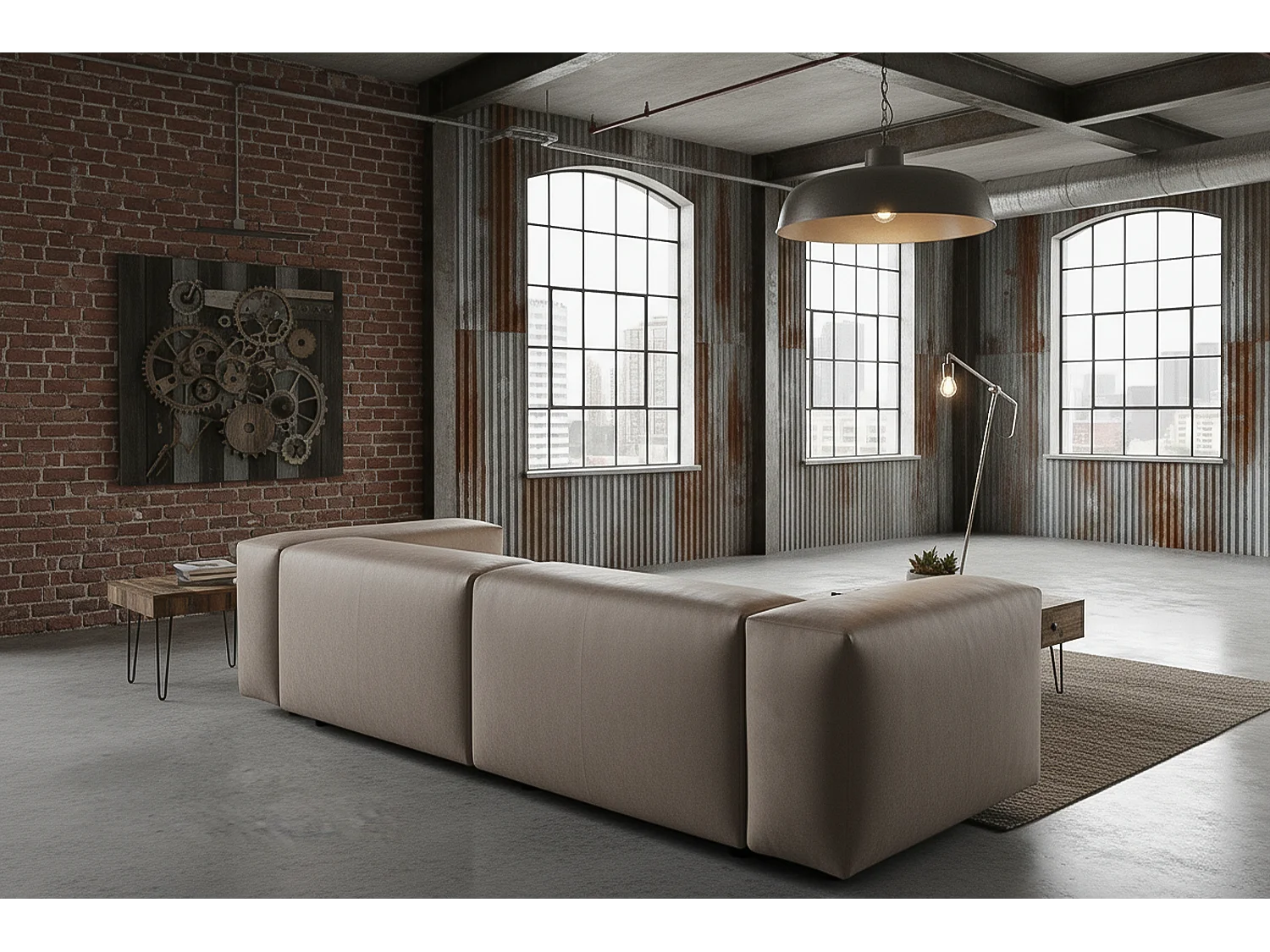 Sofa - Anthrazit Lederfaserstoff - CELESTE