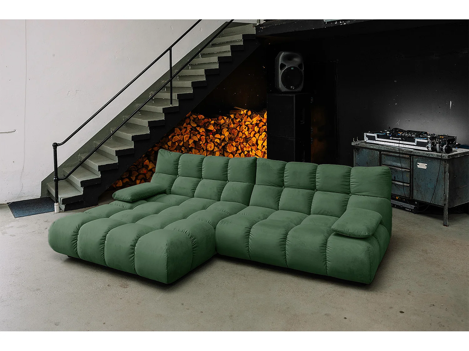 Ecksofa - Smaragdgrün Velvet - VIVIEN