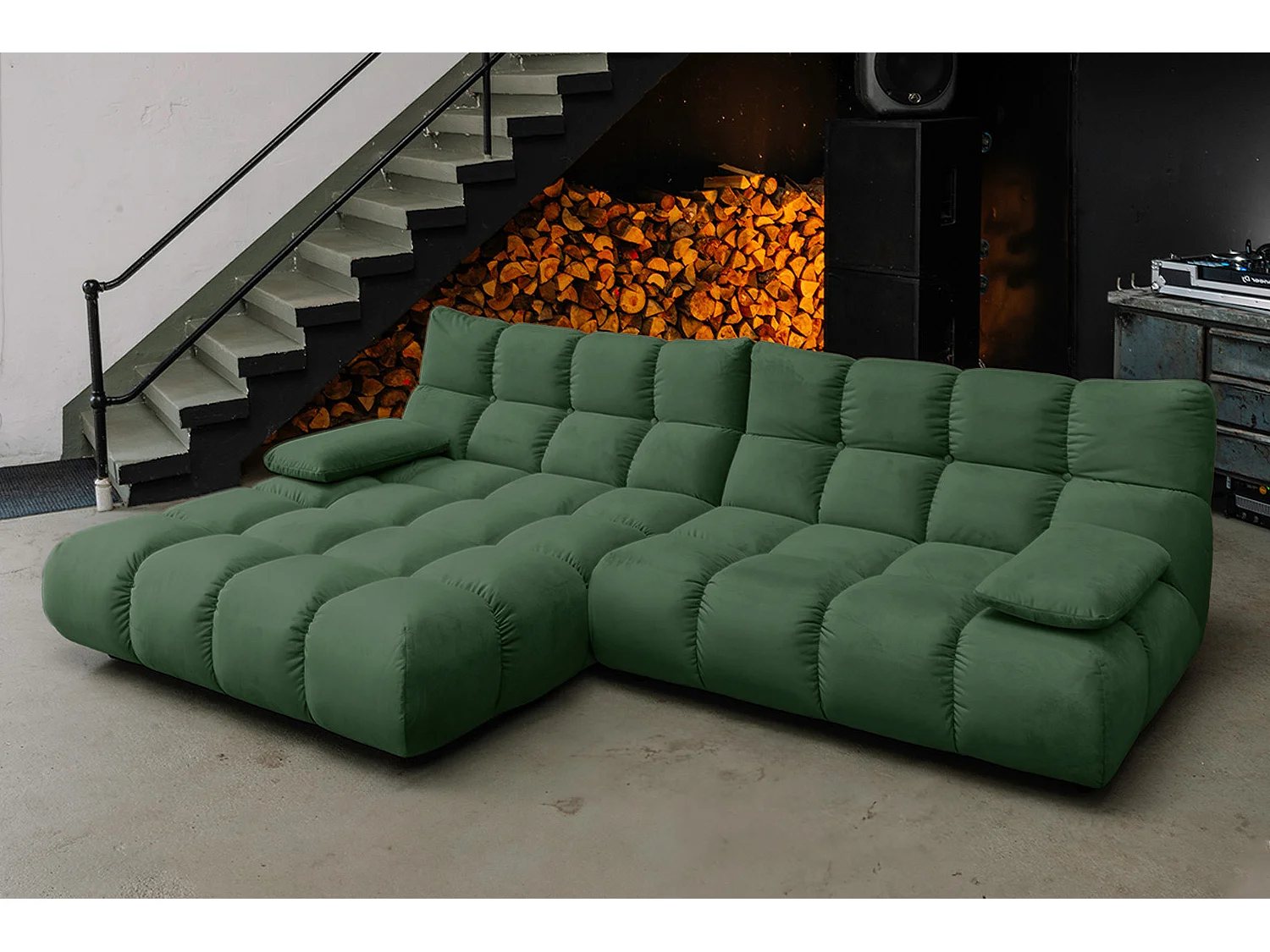 Ecksofa - Smaragdgrün Velvet - VIVIEN