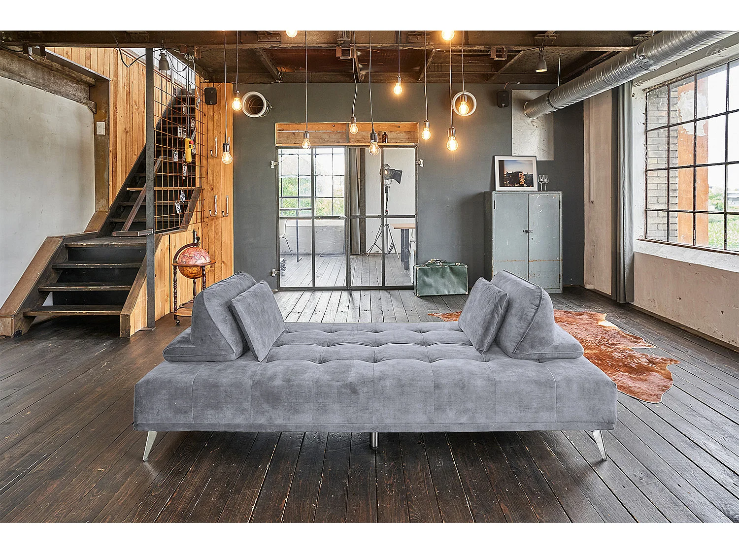 Sofá cama - Gris terciopelo - WIOLO