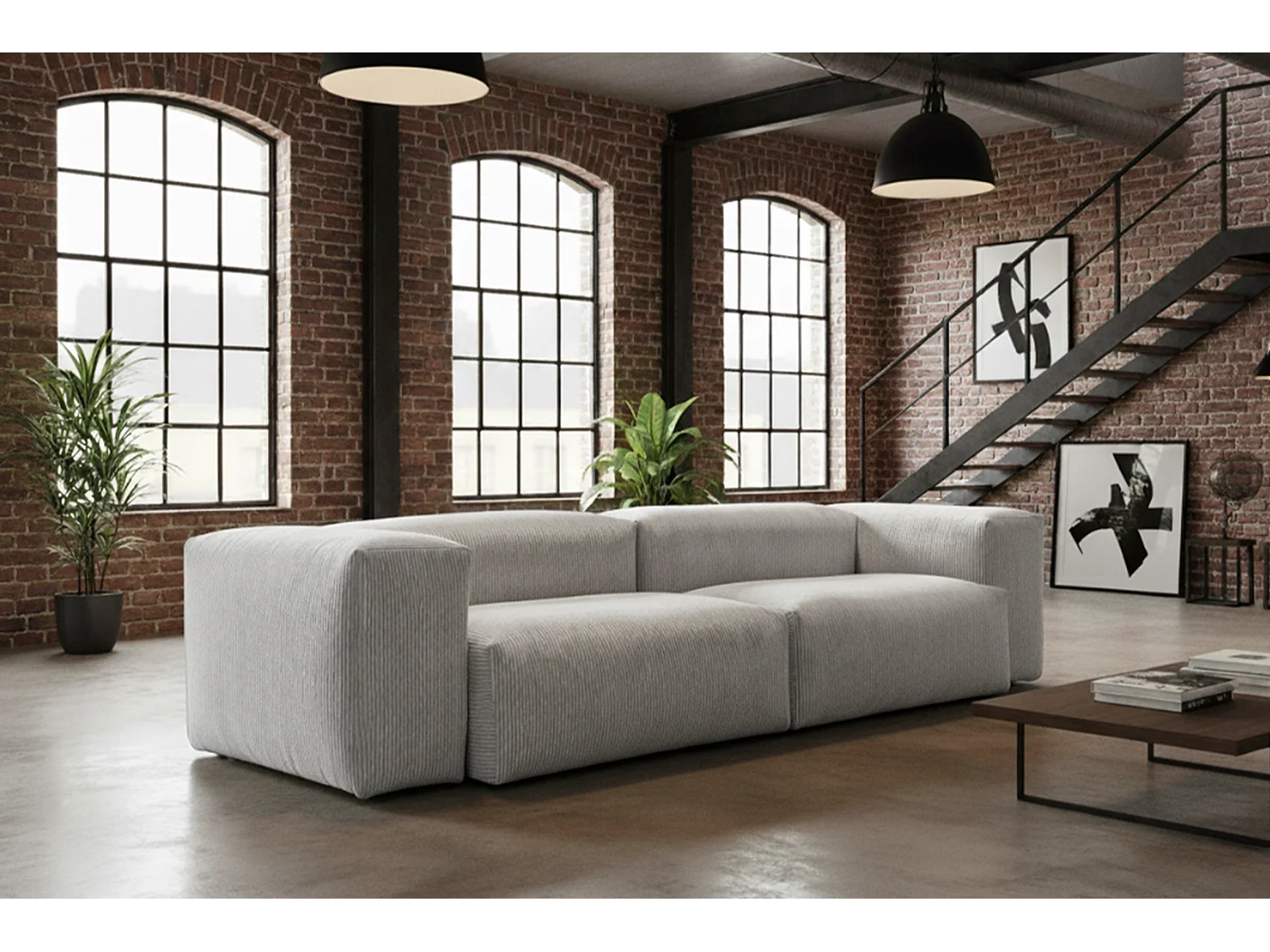 Sofa - Hellgrau Cord - CELESTE