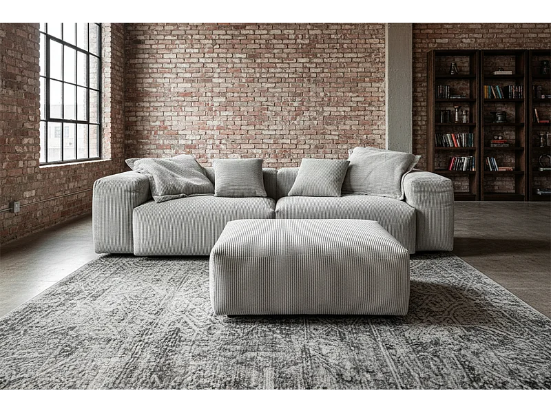 Divano - grigio chiaro Velluto a coste - CELESTE