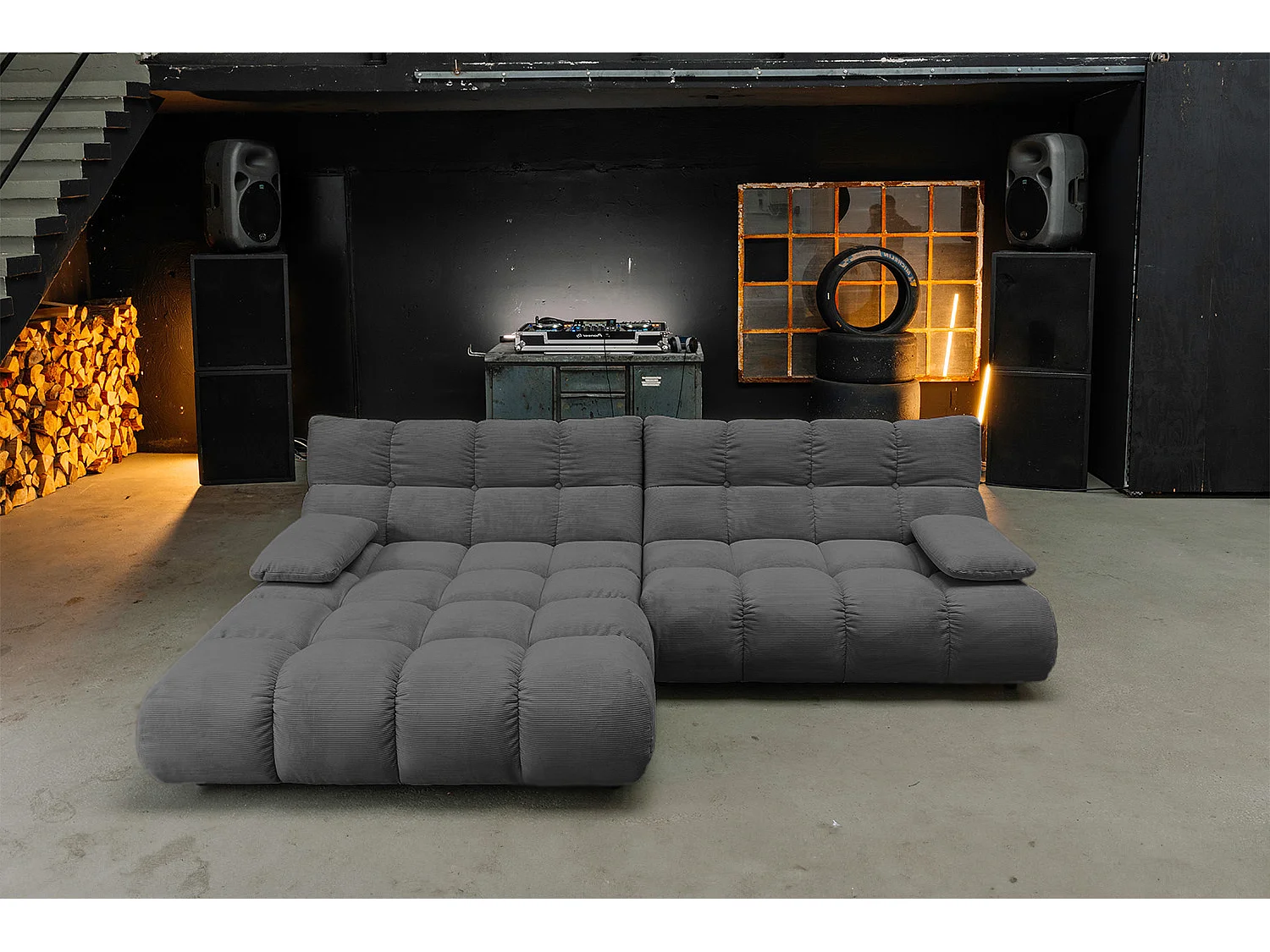 Ecksofa - Anthrazit Cord - VIVIEN