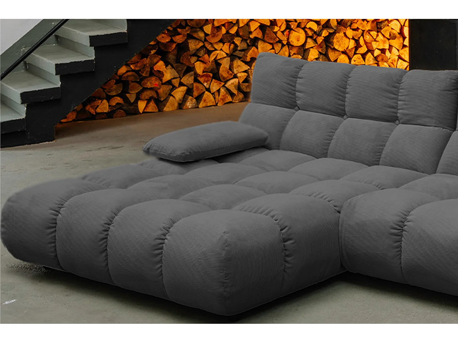Ecksofa - Anthrazit Cord - VIVIEN