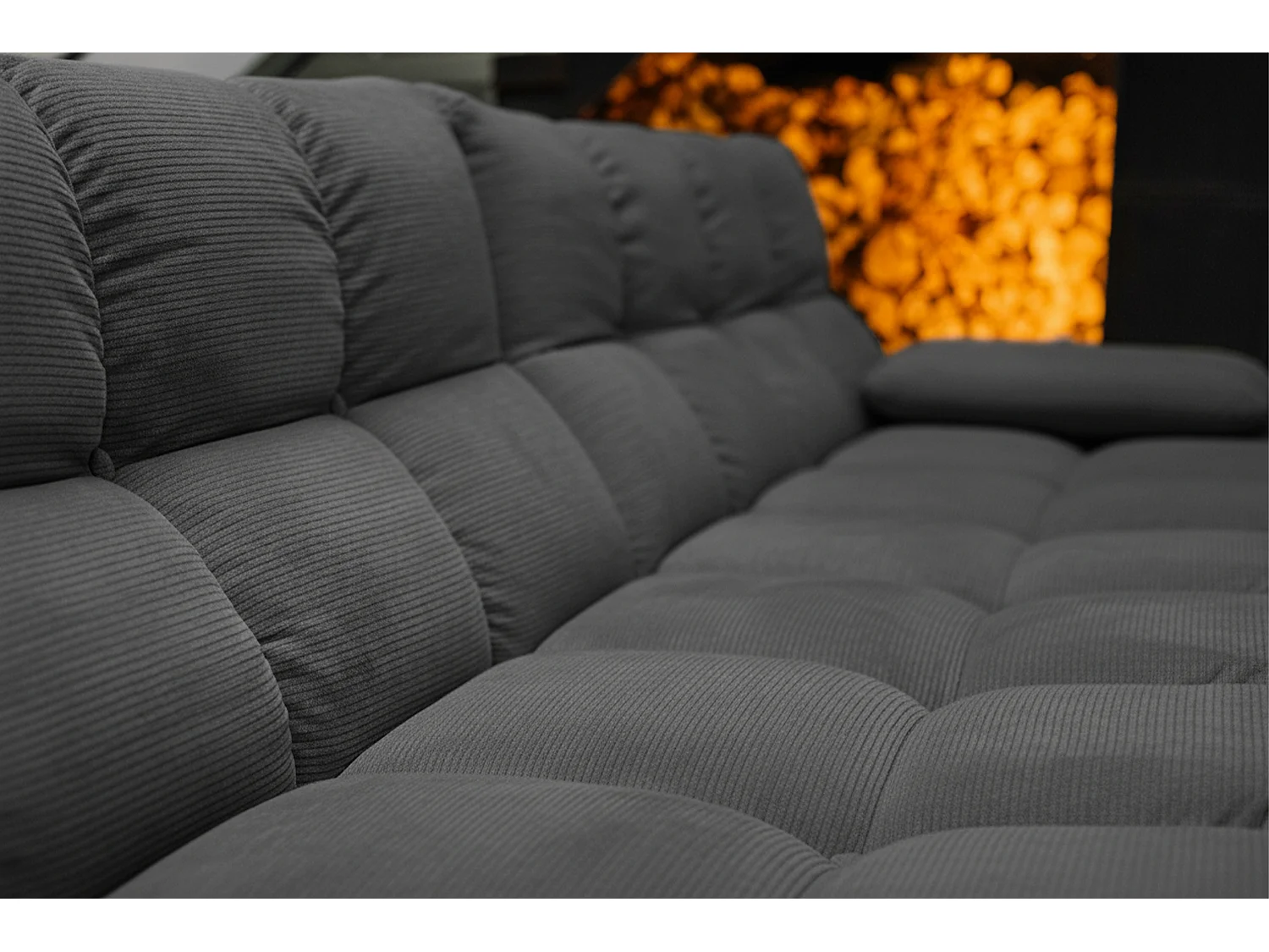Ecksofa - Anthrazit Cord - VIVIEN