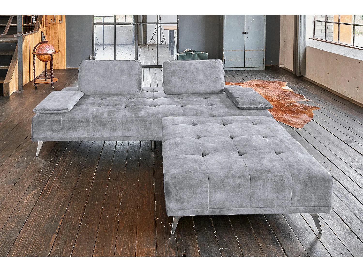 Sofá cama - Gris terciopelo - WIOLO