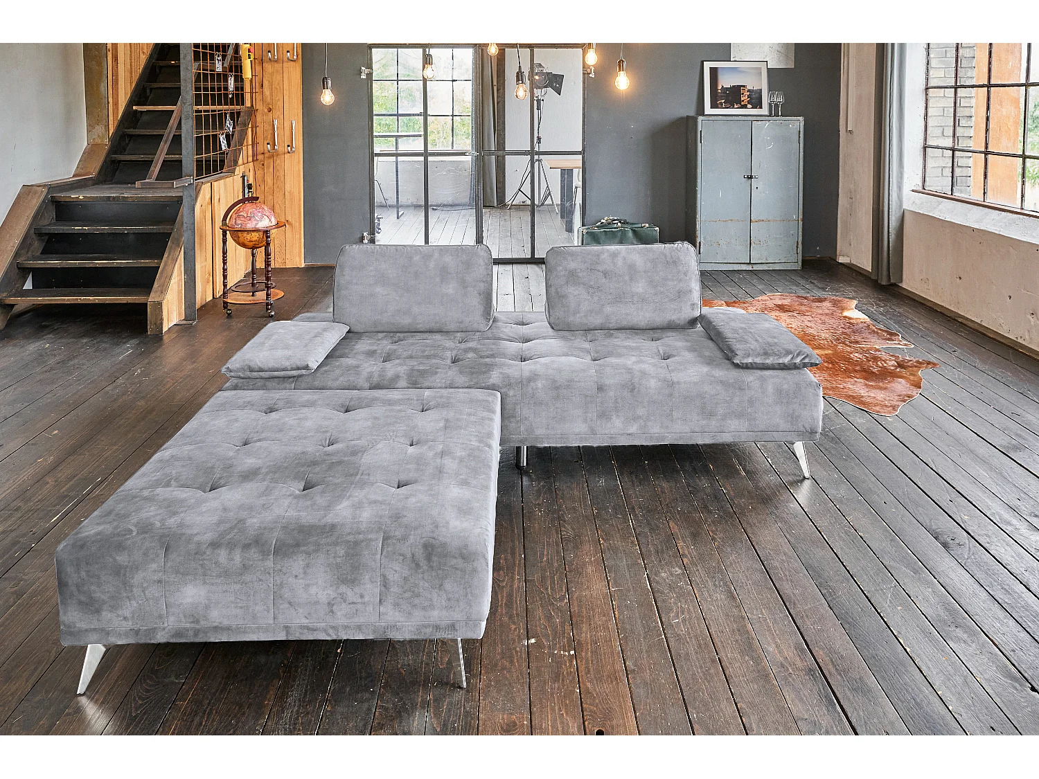 Sofá cama - Gris terciopelo - WIOLO