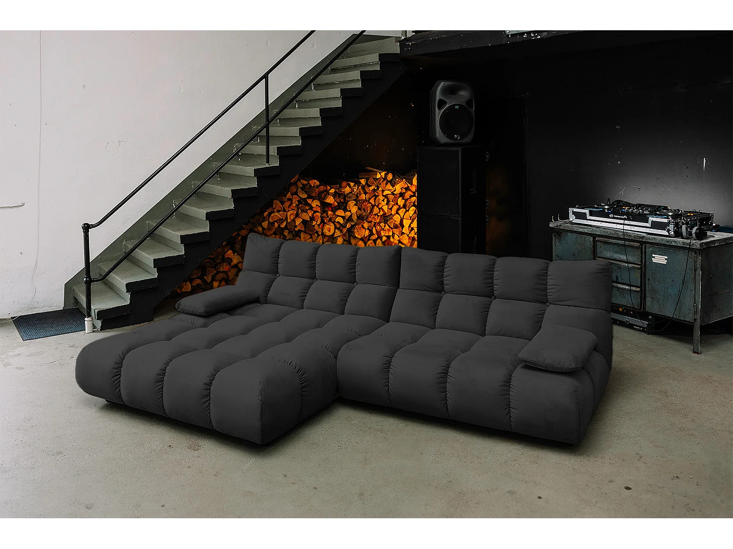 Ecksofa - Schwarz Velvet - VIVIEN