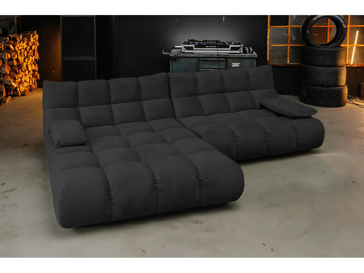 Ecksofa - Schwarz Velvet - VIVIEN