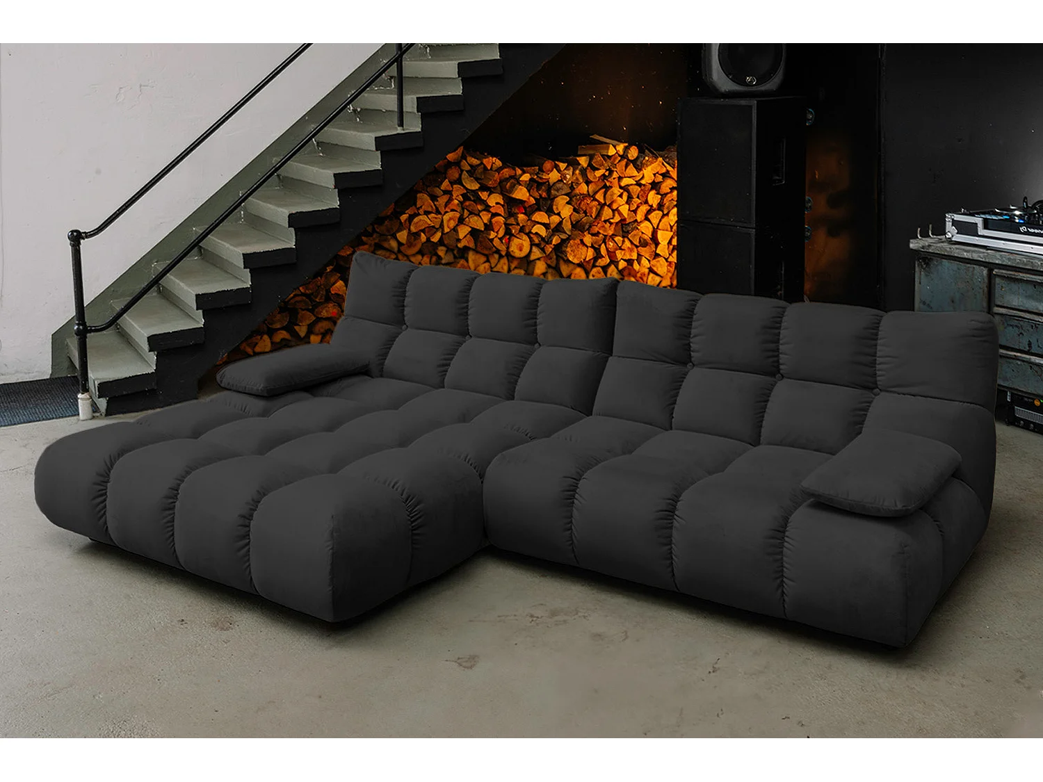 Ecksofa - Schwarz Velvet - VIVIEN