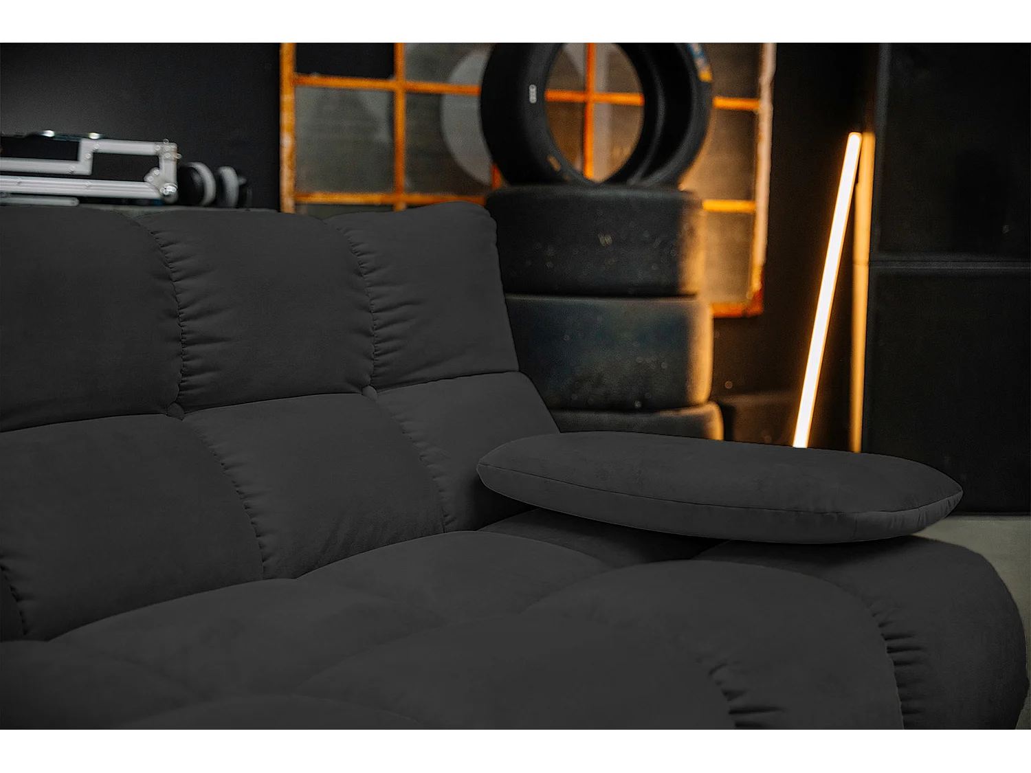 Canapé d'angle - Noir Velours - VIVIEN