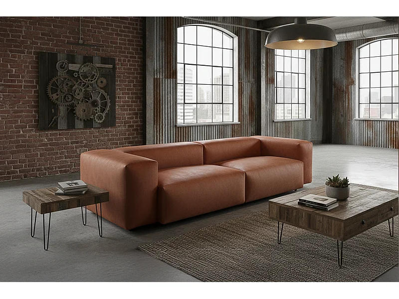 Sofa - Braun Lederfaserstoff - CELESTE
