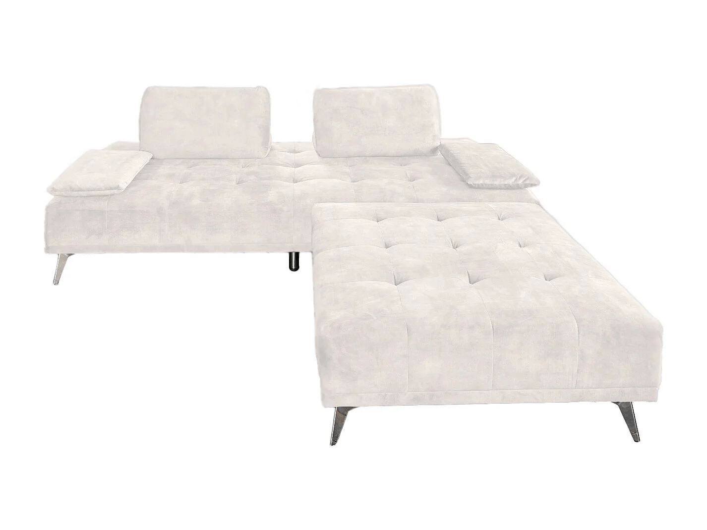 Sofá cama - blanco crema terciopelo - WIOLO