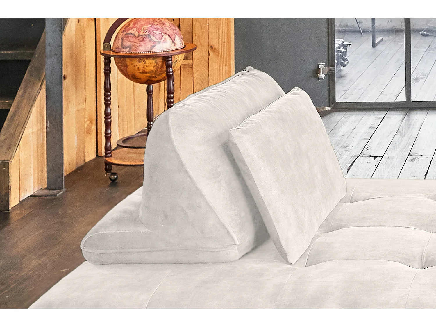 Sofá cama - blanco crema terciopelo - WIOLO