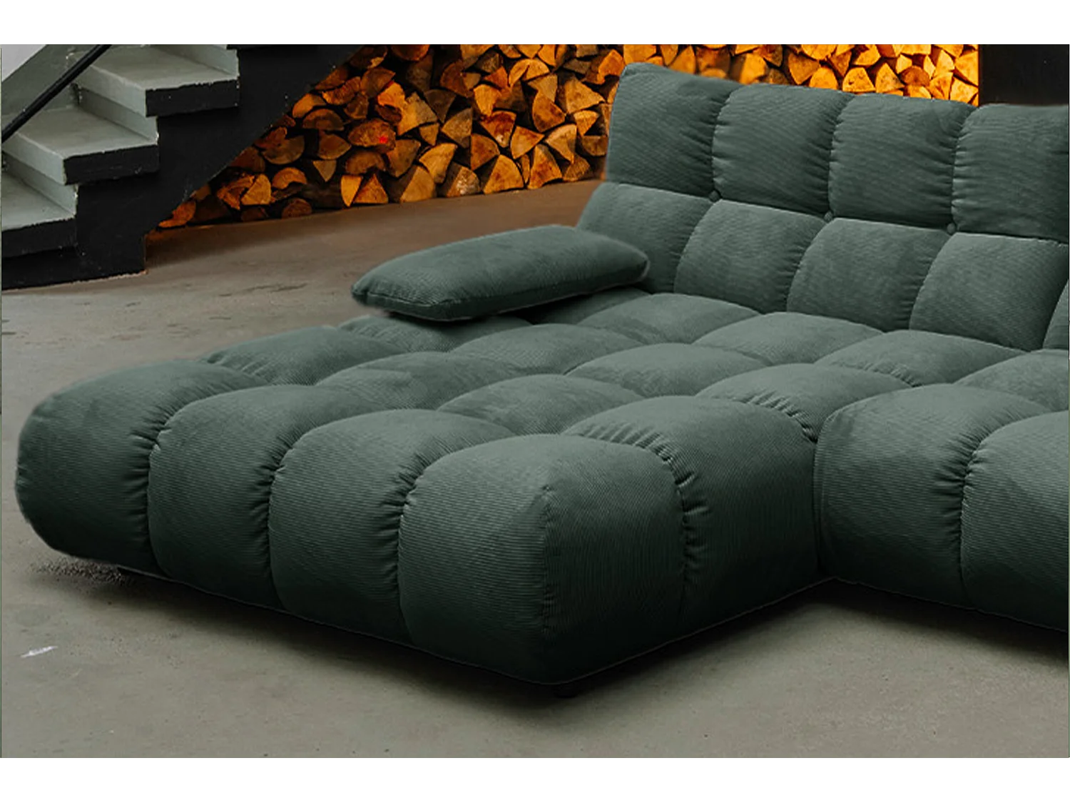 Canapé d'angle - vert émeraude Velours côtelé - VIVIEN