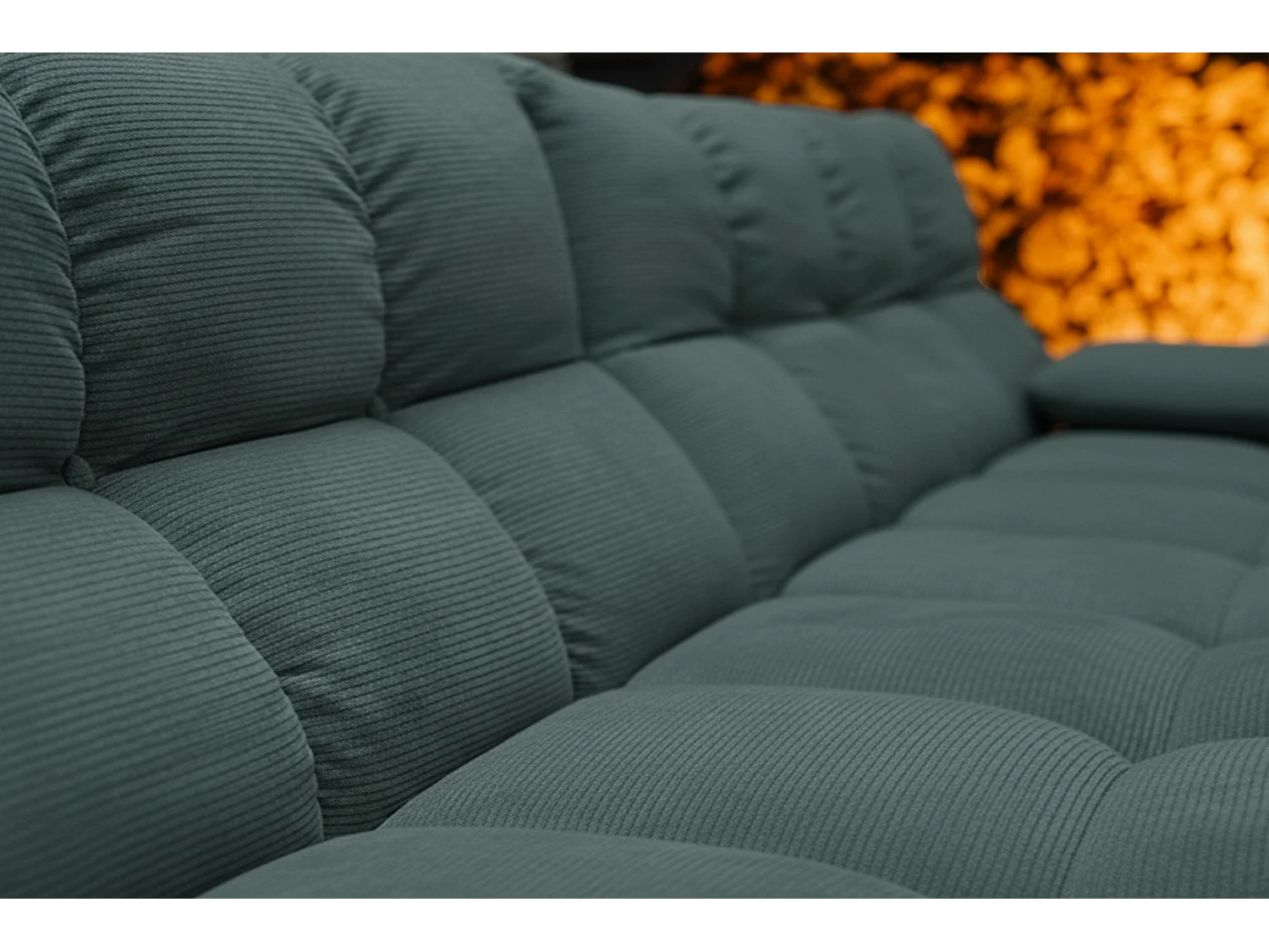 Canapé d'angle - vert émeraude Velours côtelé - VIVIEN