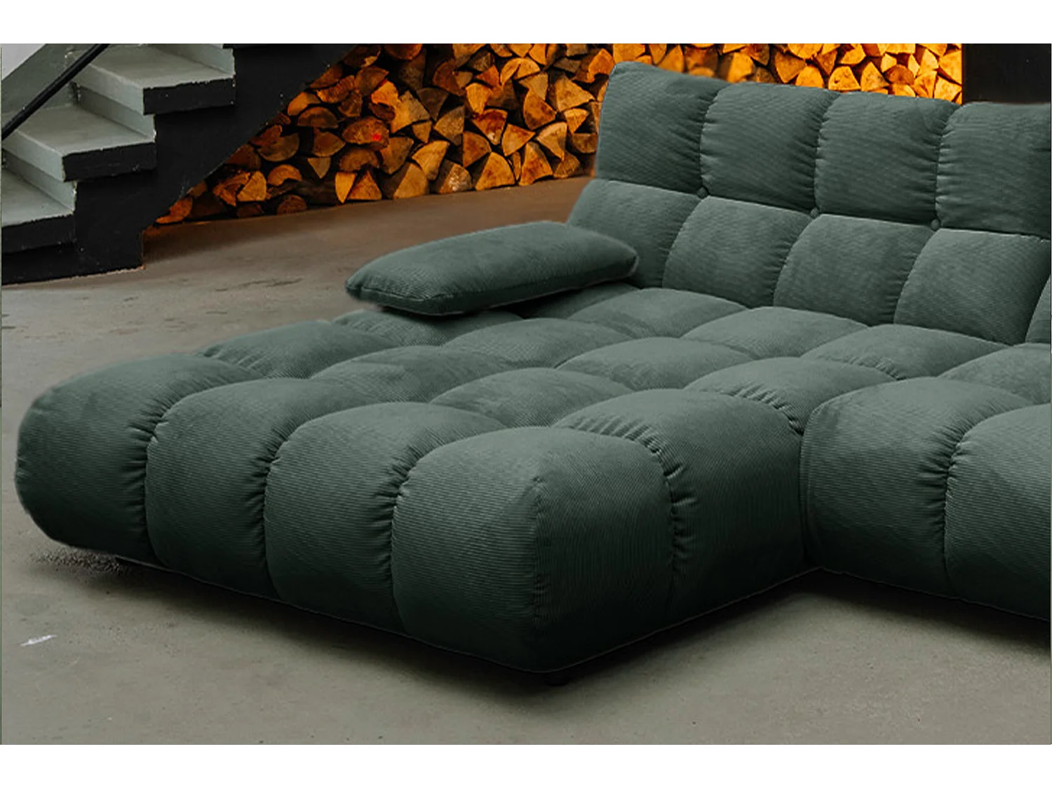 Ecksofa - Smaragdgrün Cord - VIVIEN