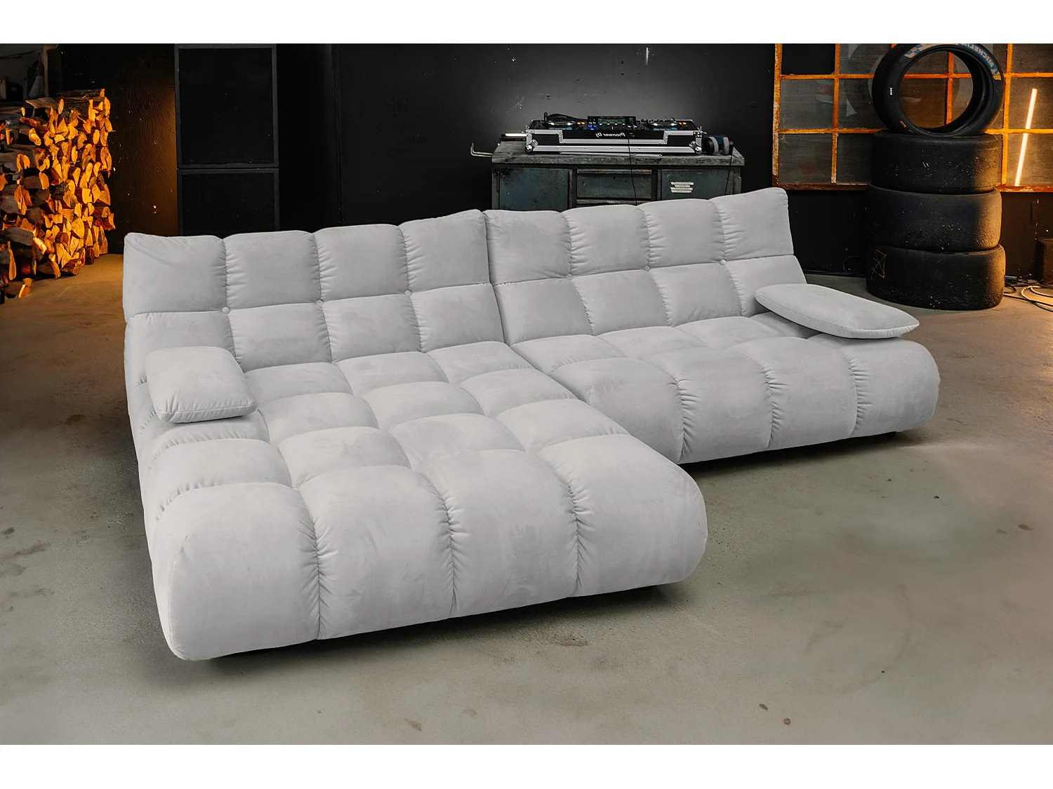 Ecksofa - Silber Velvet - VIVIEN