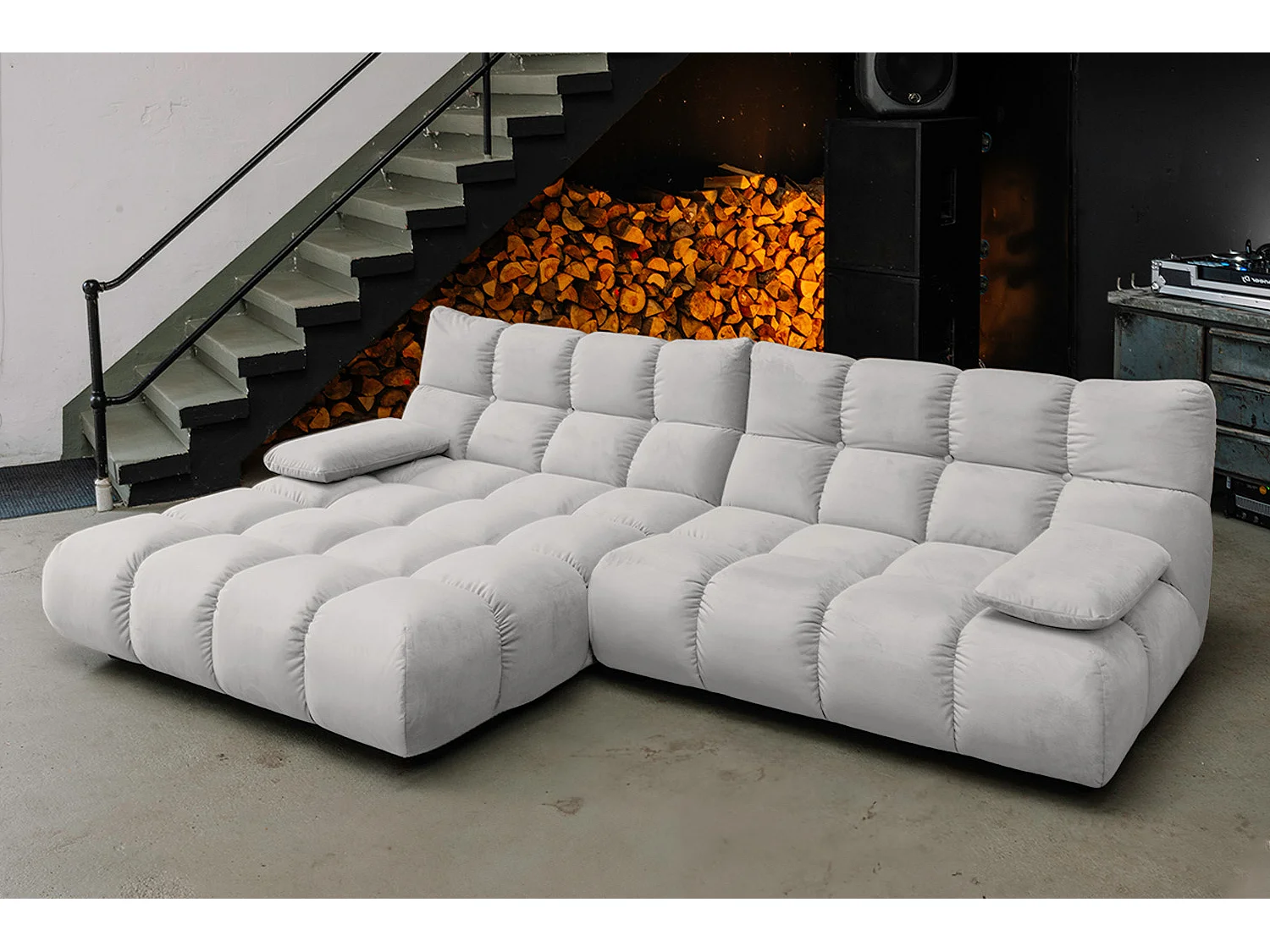 Ecksofa - Silber Velvet - VIVIEN