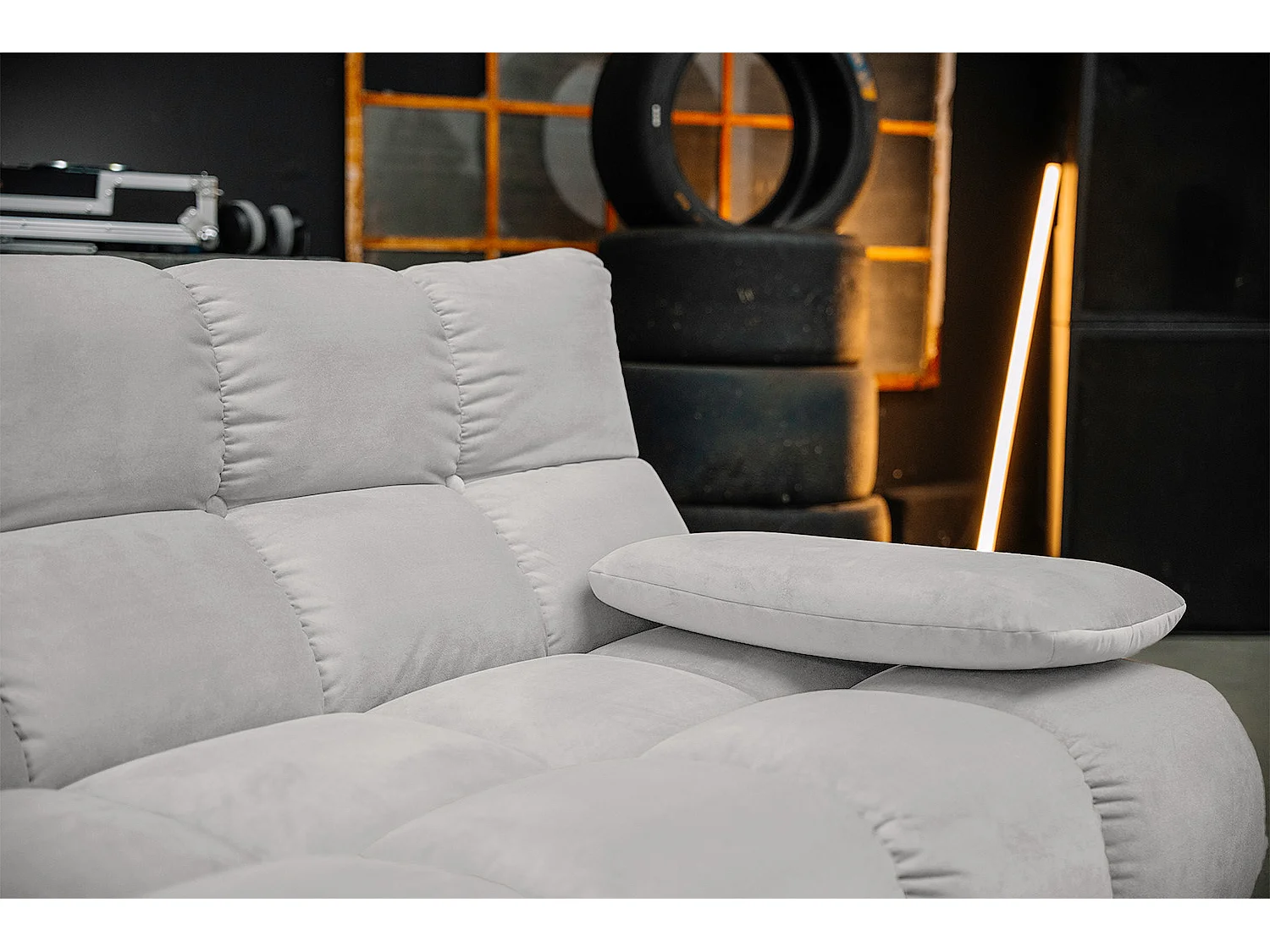 Ecksofa - Silber Velvet - VIVIEN